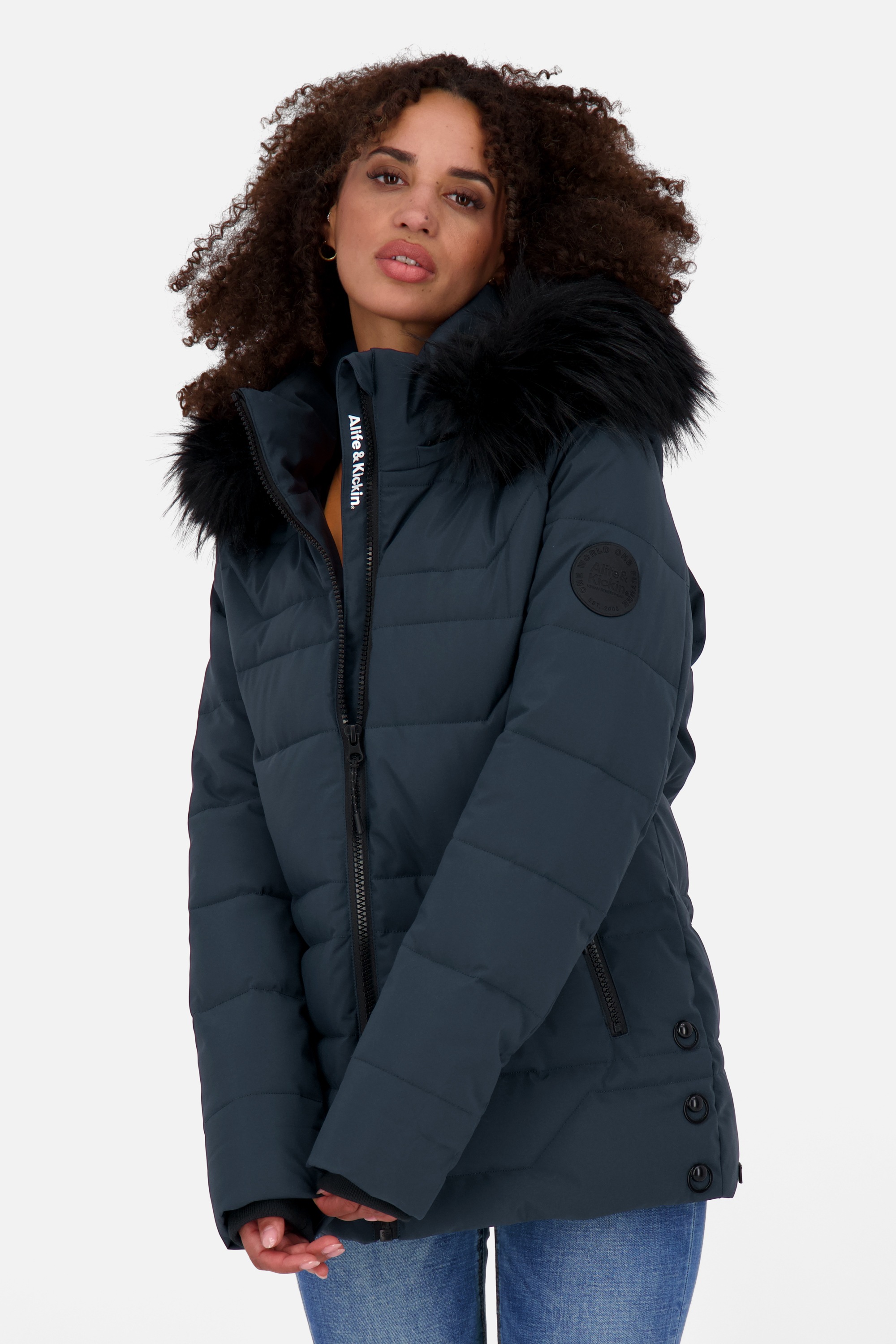 Alife & Kickin Winterjacke »Damen ZophiaAK A«, leicht taillierter Passform, Kapuze und Kunstfell sind abnehmbar