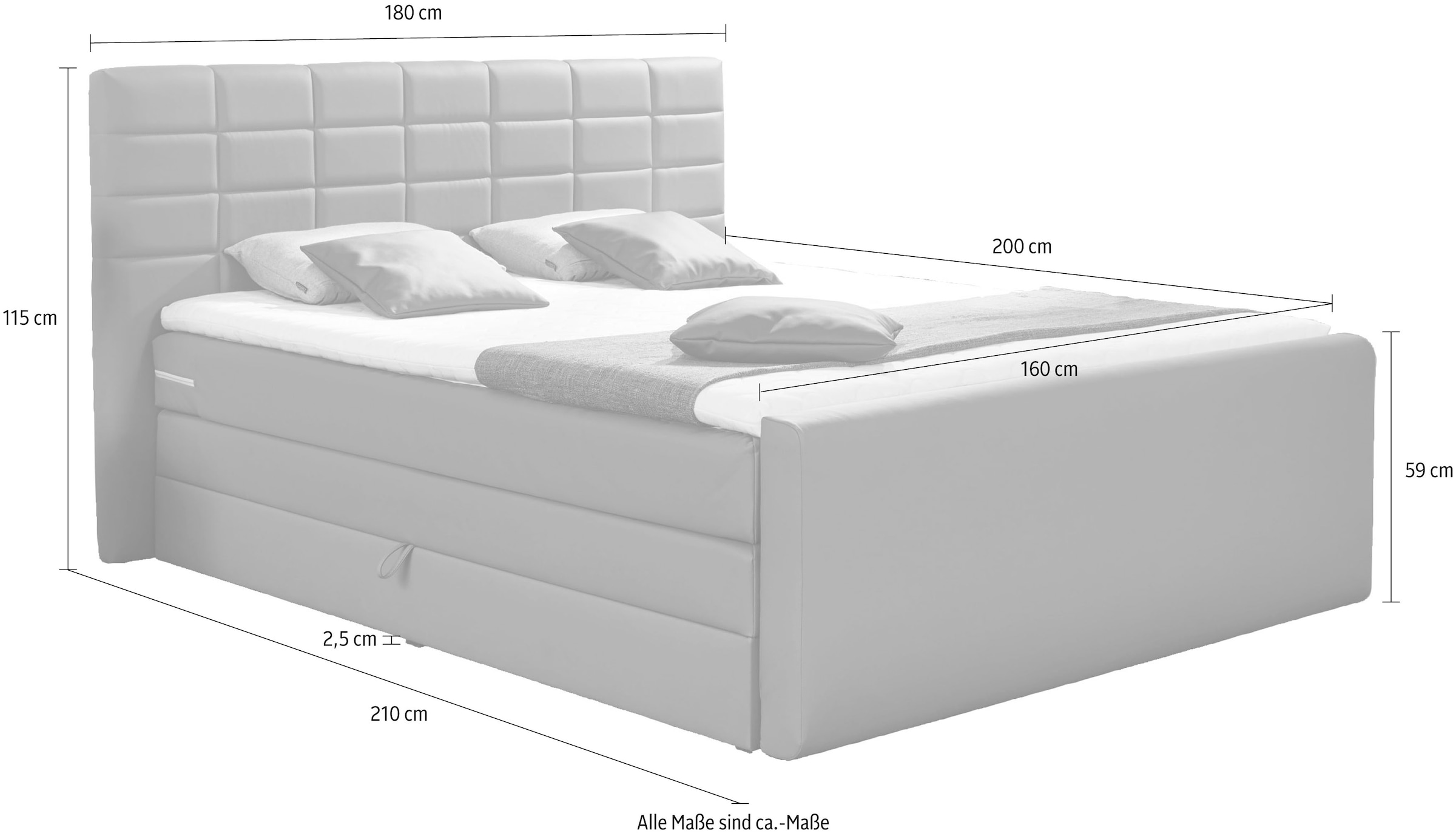 8. Bild von INOSIGN Boxspringbett »Lethbridge«, inkl. Bettkasten und Topper, zwei Matratzenarten in H2