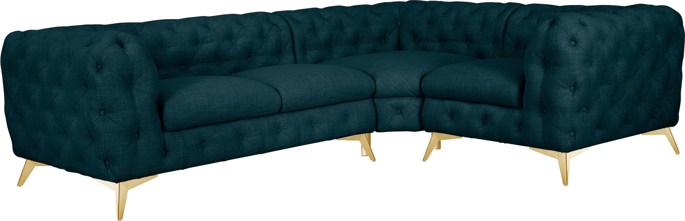 Leonique Chesterfield-Sofa »Ecksofa GLYNIS L-Form mit Wellenunterfederung, günstig online kaufen