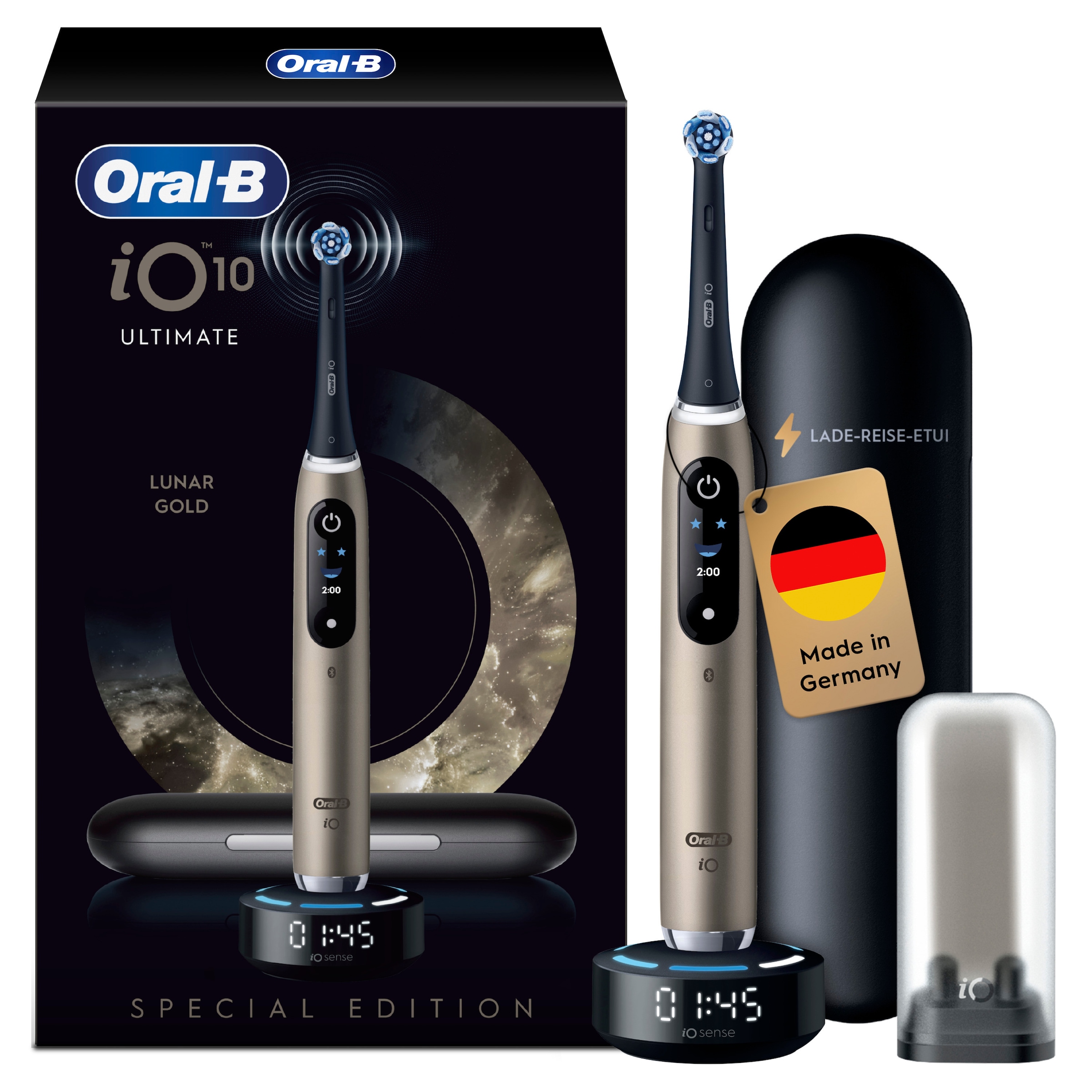 ORAL-B Elektrische Zahnbürste »iO Series 10« 1 Stk. Aufsteckbürsten inkl. 1 Aufsteckbürste, iO Sense Schnellladestation, Lade-Reise-Etui...