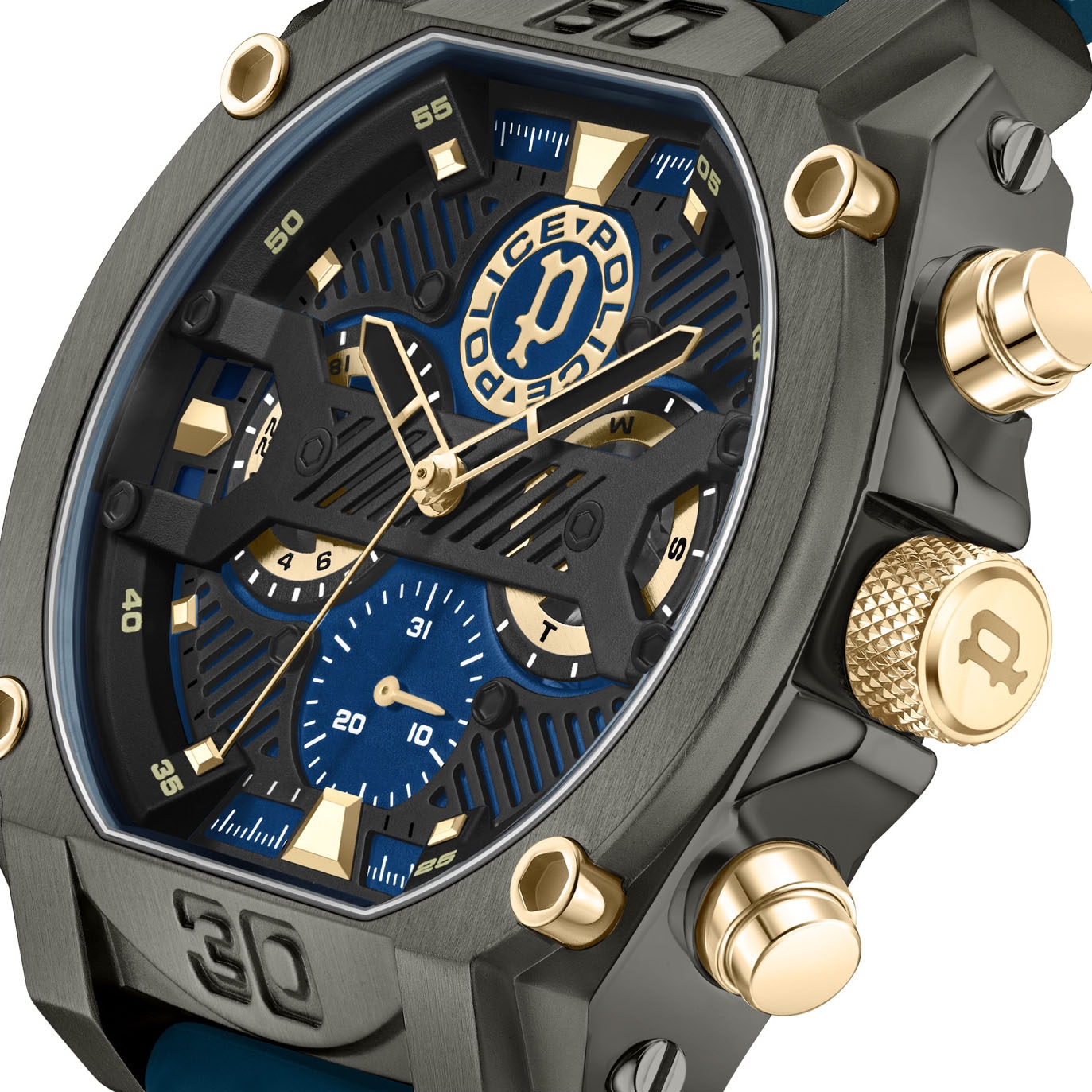 Police Multifunktionsuhr »NORWOOD«, Quarzuhr, Armbanduhr, Herrenuhr, Silikonarmband, analog