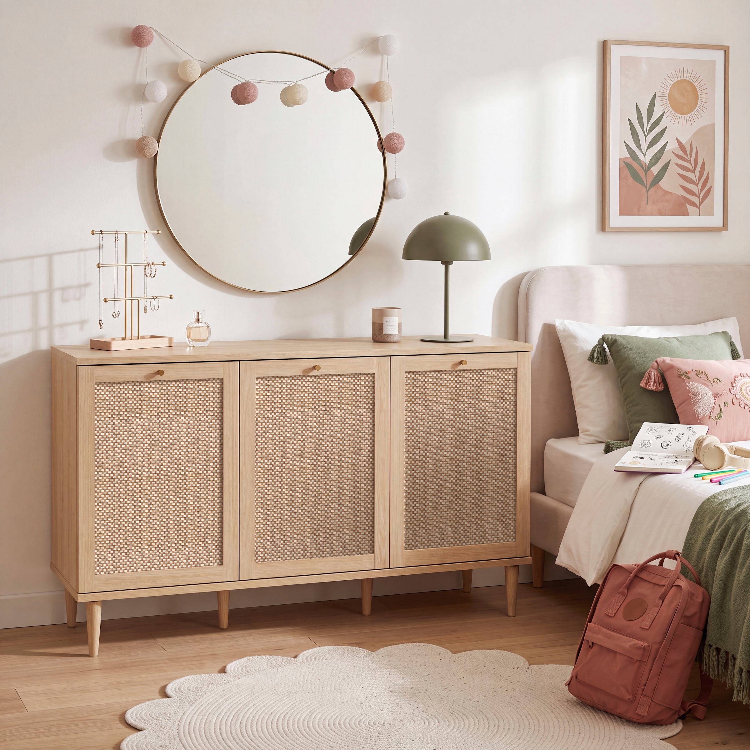 OTTO home Sideboard »ELLIAN mit  Wiener Geflechtoptik, 3 Türen« Holzfüße, Metallgriffe, Made in EU, viel Stauraum, FSC® zertifiziert