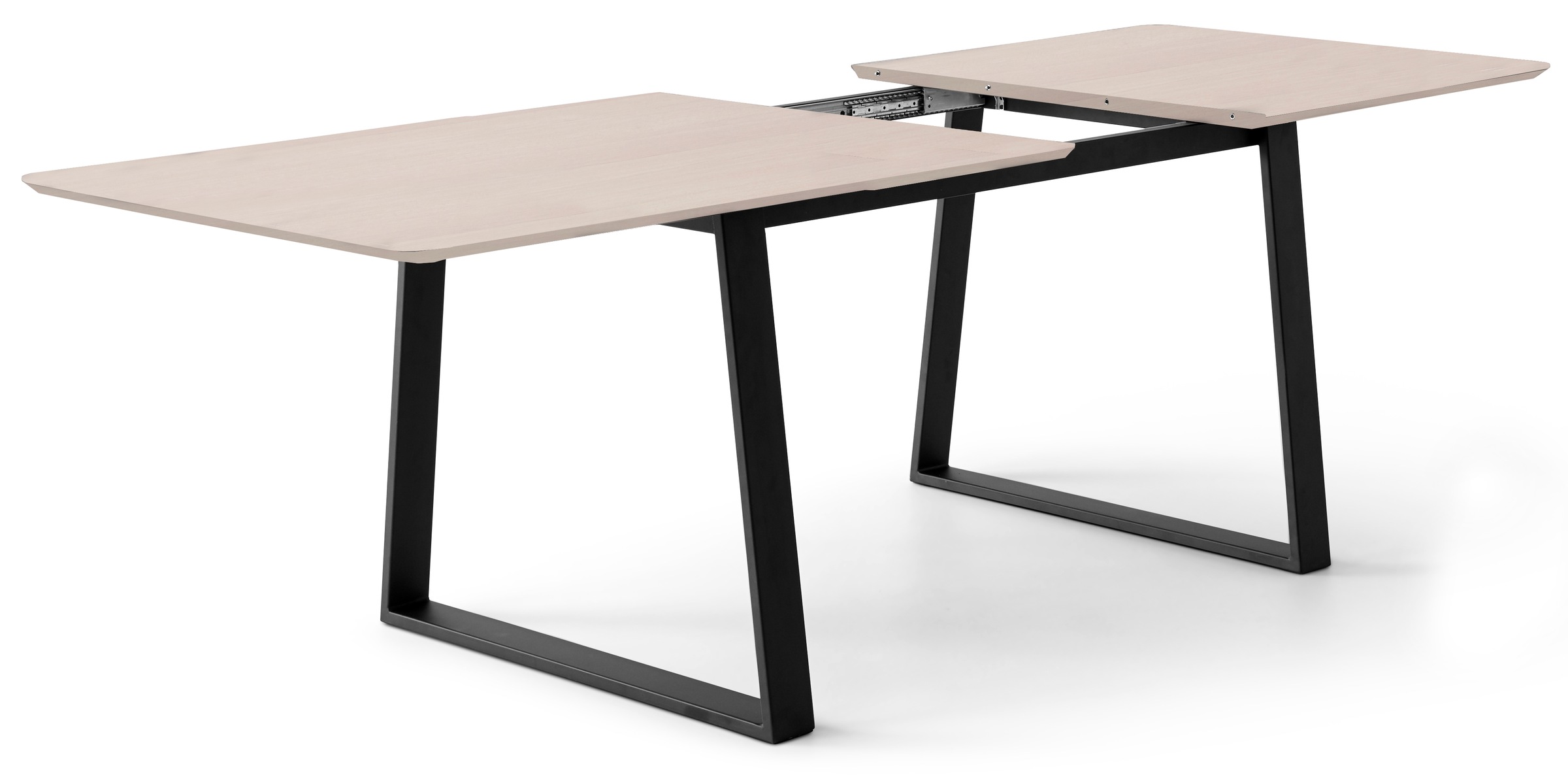Hammel Furniture Esstisch »Meza Designtisch mit Auszugsfunktion und 2 Einlegeplatten«, abgerundete Tischplatte MDF, Trapez Metallgestell