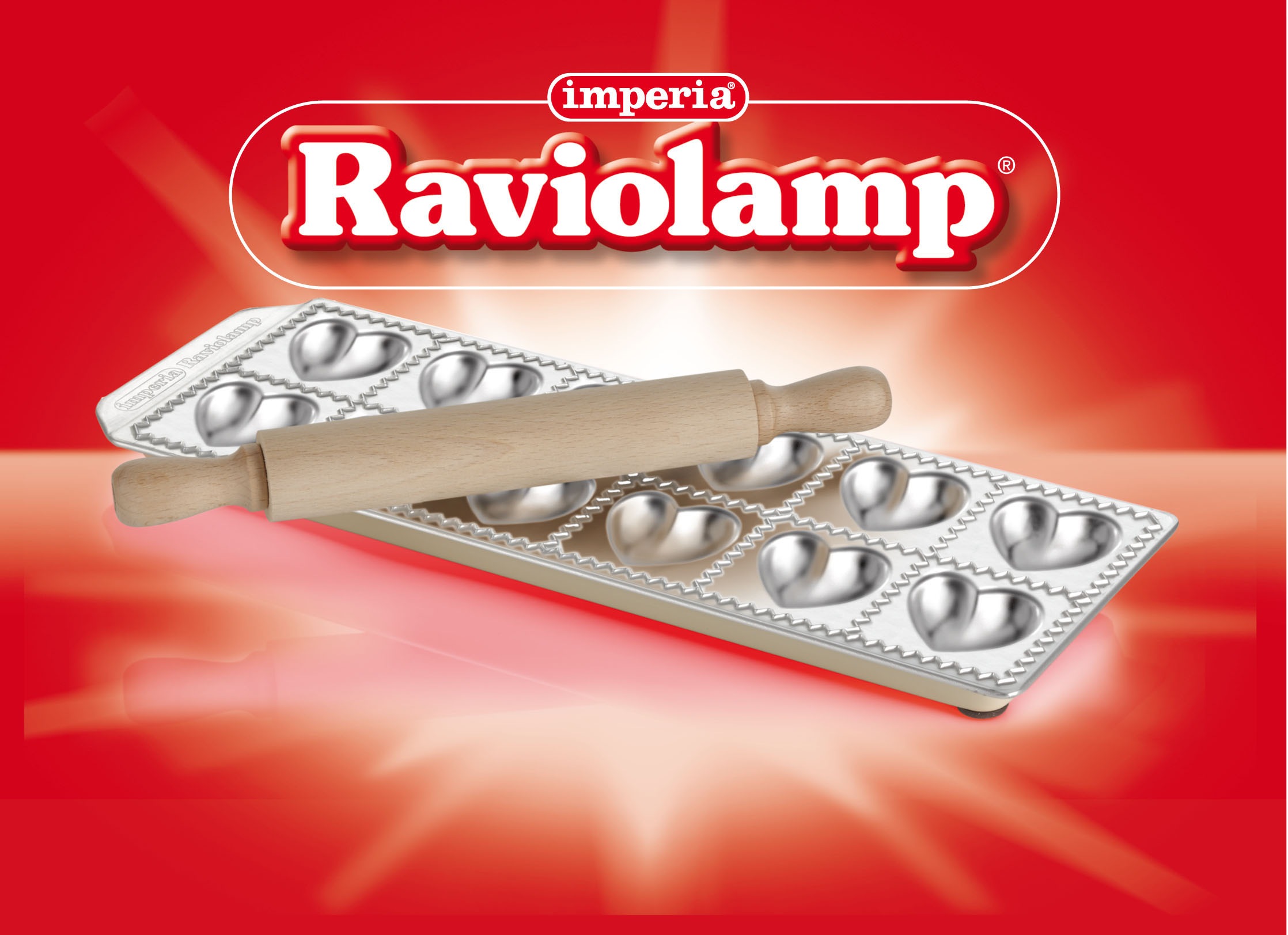 imperia Ravioliform für 12 Ravioli Cuoricini, inkl. Teigrolle, Aluminium