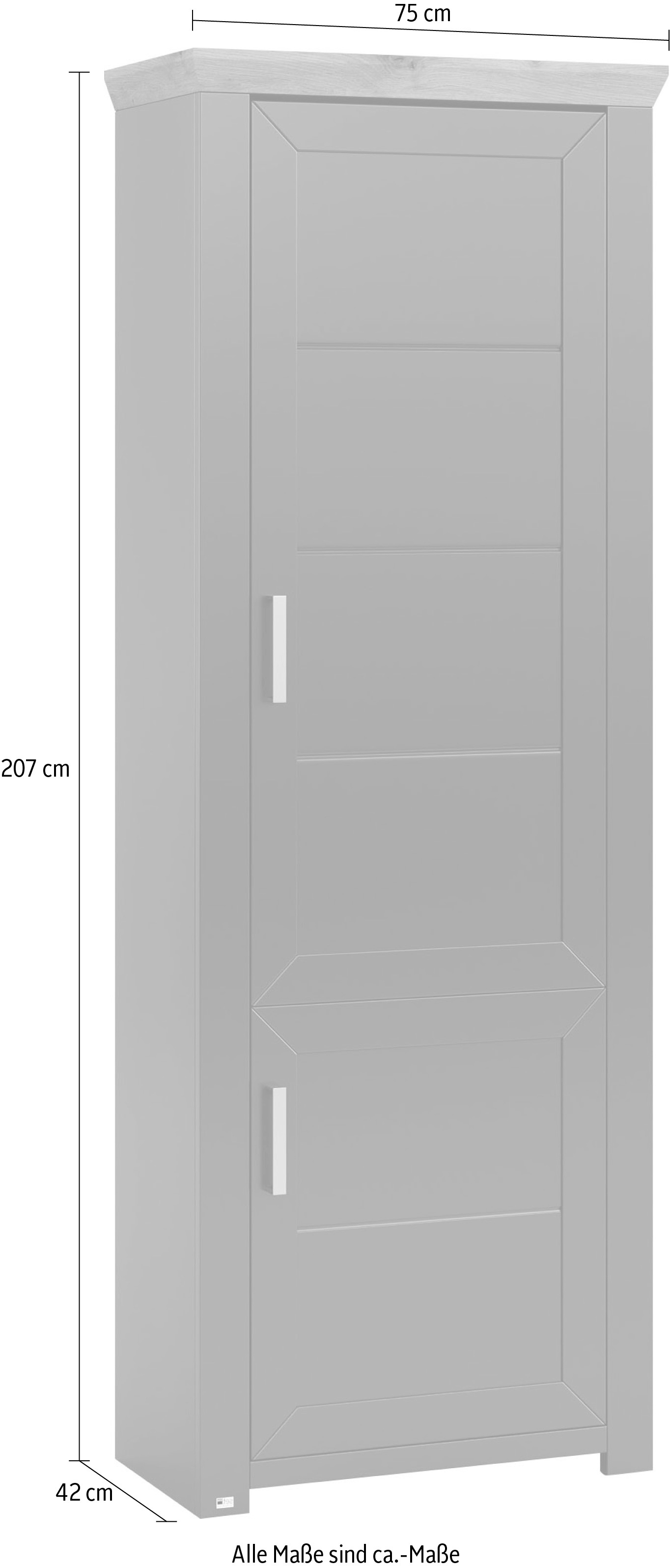 set one by Musterring Drehtürenschrank »York«, Typ 03, in 3 Farbvarianten, mit Bügelgriff in silber, B 75 x H 207 cm