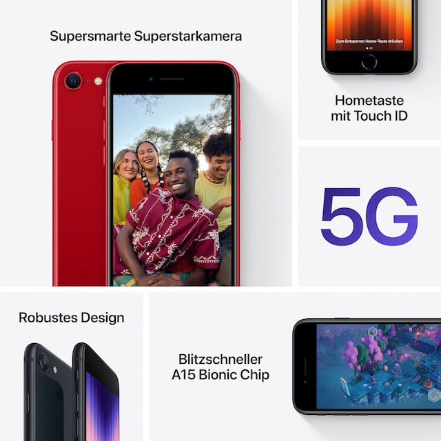 Apple Smartphone »iPhone SE (2022)«, (PRODUCT)RED, 11,94 cm/4,7 Zoll, 128  GB Speicherplatz, 12 MP Kamera auf Rechnung bestellen