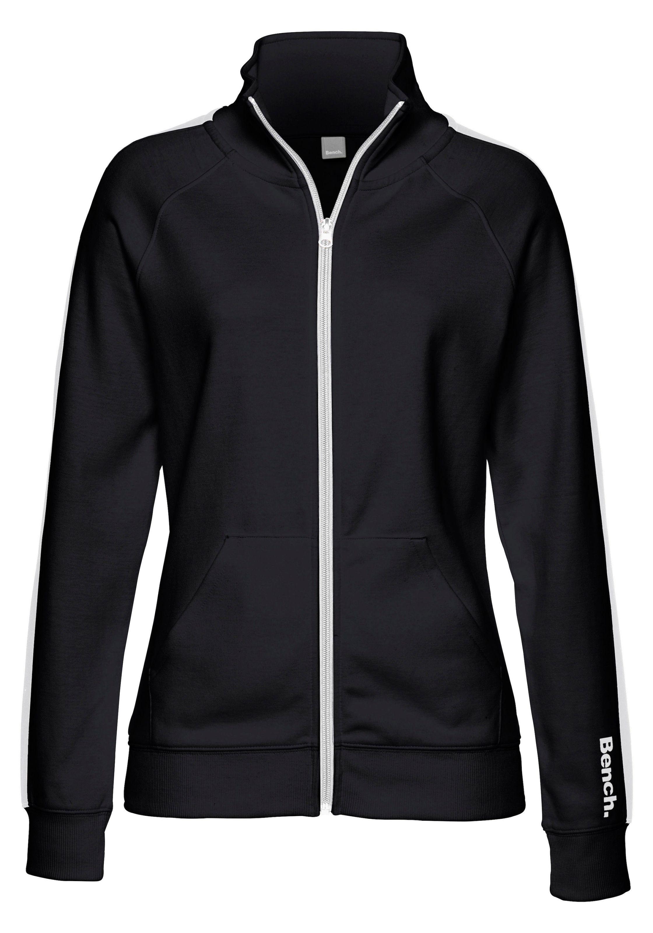 Bench. Loungewear Sweatjacke, mit Seitenstreifen und Stehkragen, Loungewear