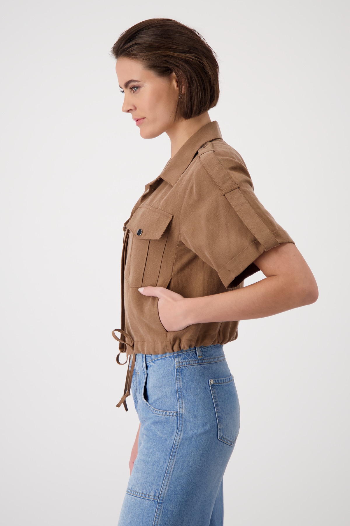 Monari Kurzblazer »Jacke Lyocellmix«, Mit Rundhalsausschnitt