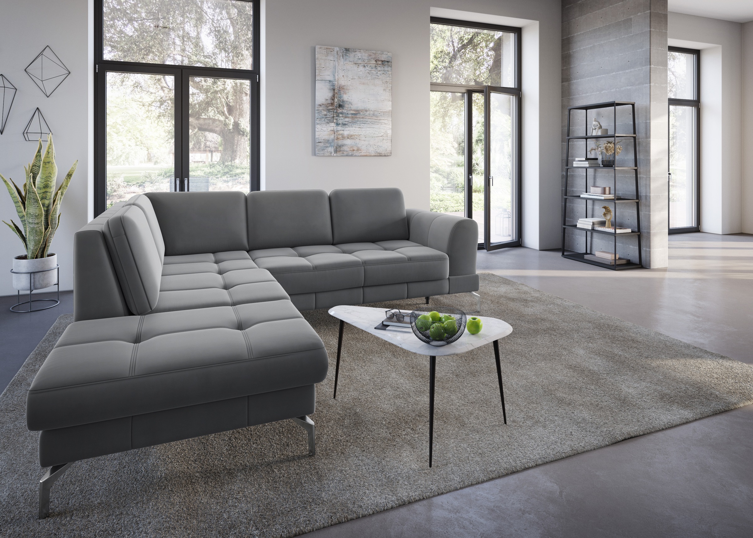 sit&more Ecksofa »Bendigo L-Form«, inklusive Sitztiefenverstellung, Bodenfreiheit 15 cm, in 2 Fußfarben