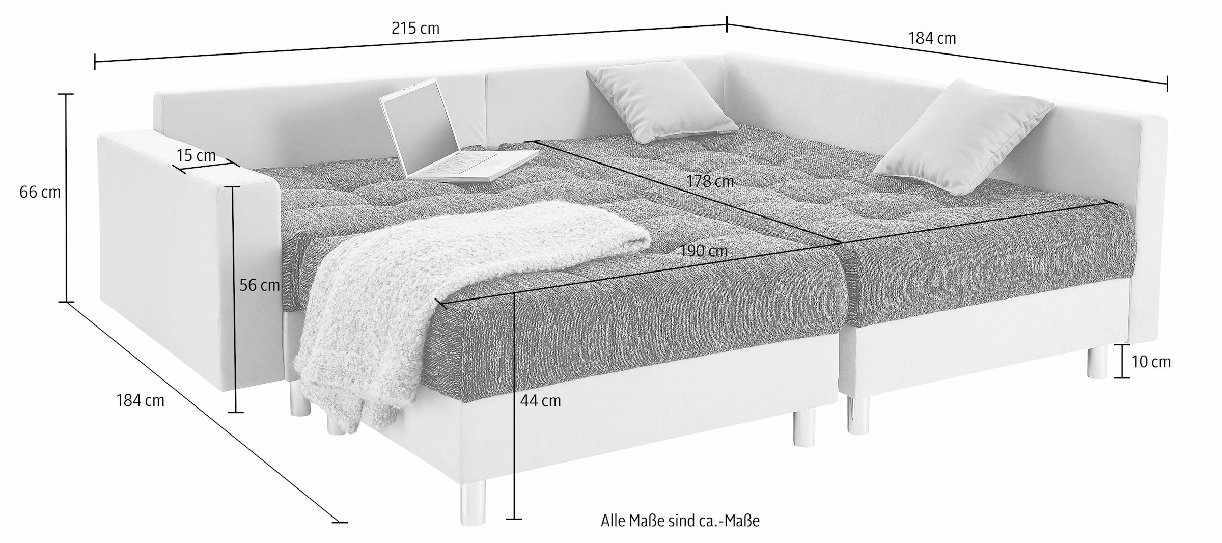 COLLECTION AB Ecksofa »Antonia L-Form«, mit Federkern und zusätzlichem Hocker