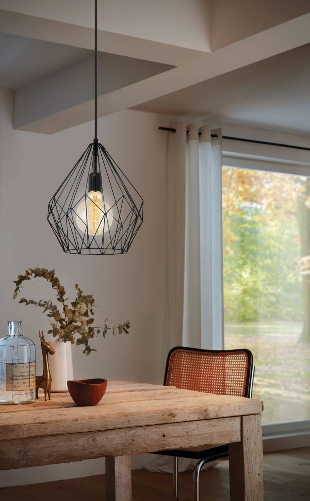 EGLO Pendelleuchte »CARLTON Hängeleuchte, schwarz, Stahl, exkl. Leuchtmittel, Retro«, 1 flammig, Leuchtmittel E27 | ohne Leuchtmittel, Vintage Pendellampe, 1 flammig, Drahtgeflecht, Industrial, 110x31cm