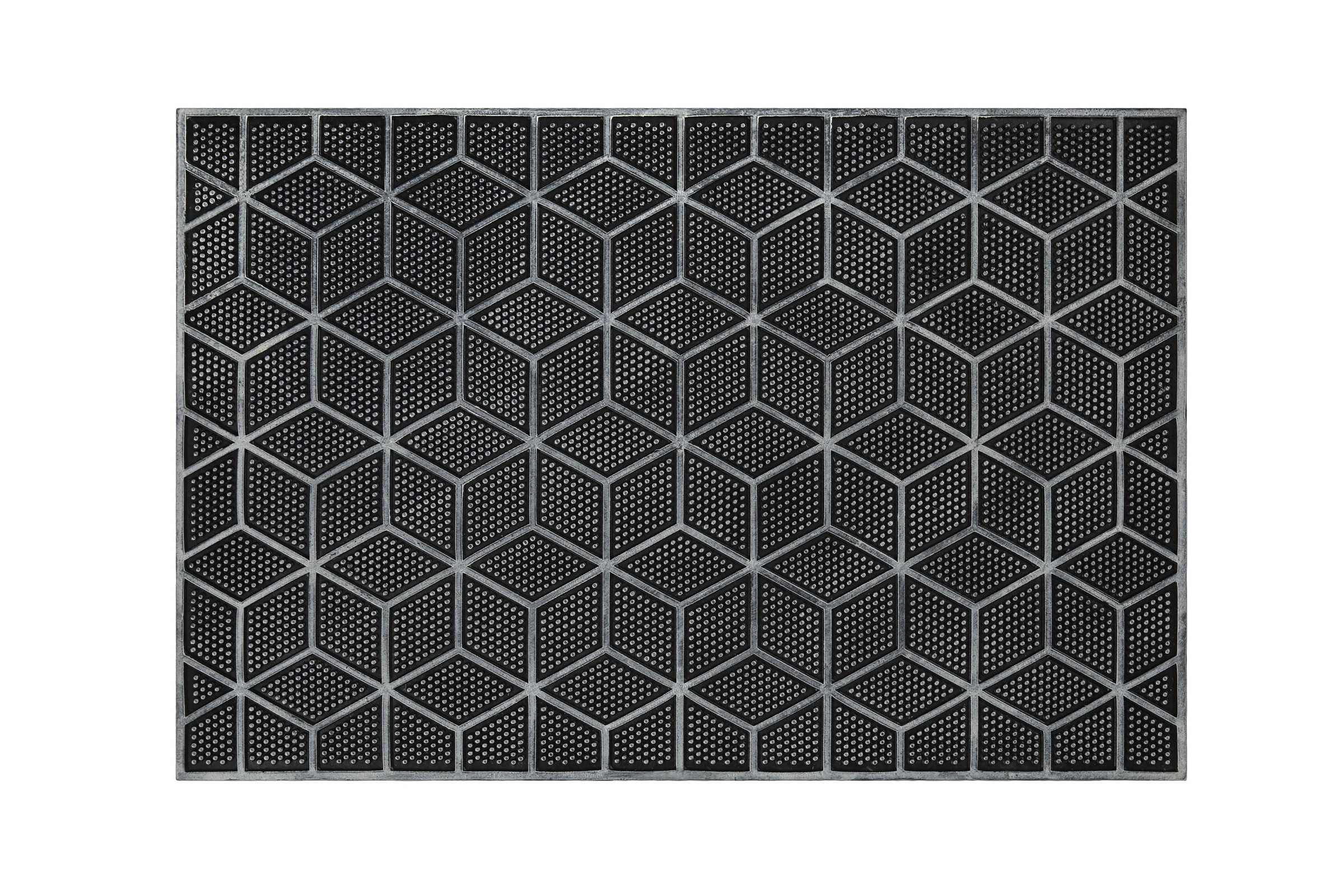 Wecon home Fußmatte »Bossa Groove«, rechteckig, 4 mm Höhe, Gummi, pflegeleicht, abwaschbar, rutschfest, geometrisches Muster