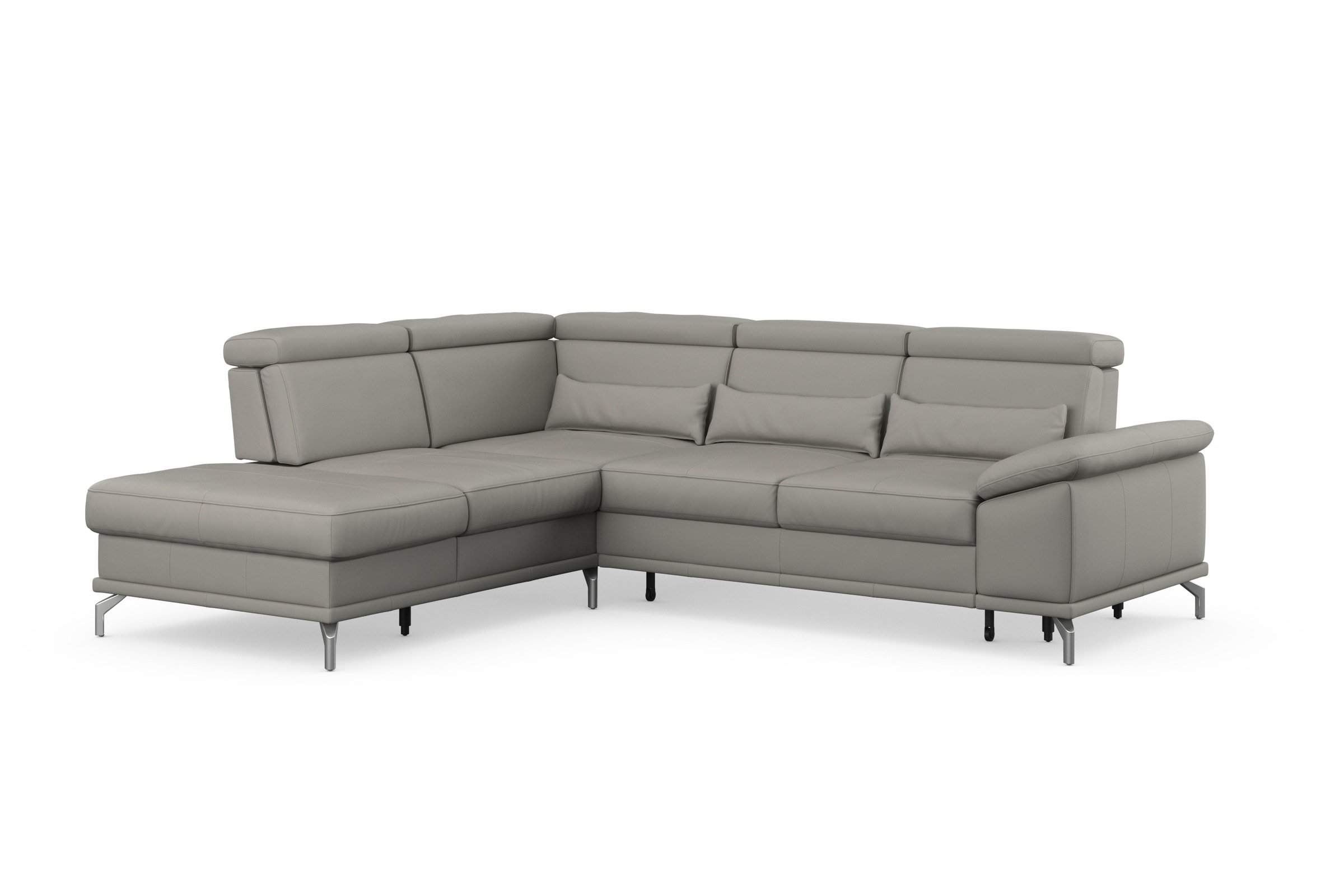 sit&more Ecksofa »Cabrio L-Form, mit Sitztiefenverstellung, Arm- und Kopfteilverstellung«, 3 Nierenkissen, Federkern, optional Bettfunktion und Stauraum
