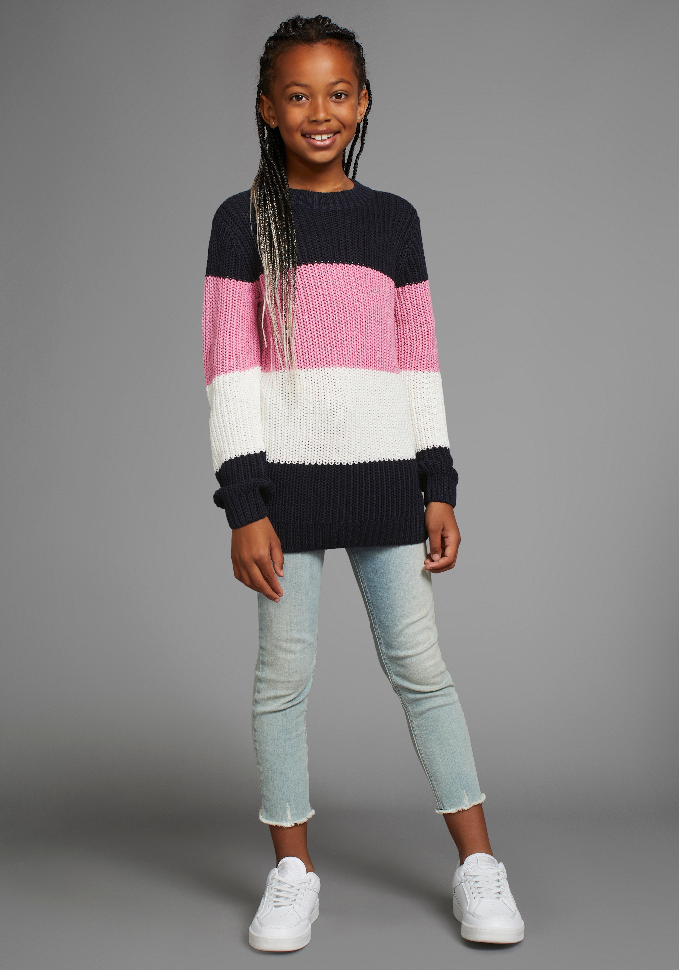 KangaROOS Strickpullover »Ringelpullover« mit Logo auf dem Ärmel