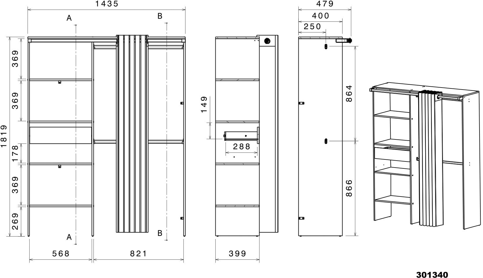 Parisot Mehrzweckschrank »Bari 2« Packung, 1 Stk. tlg.