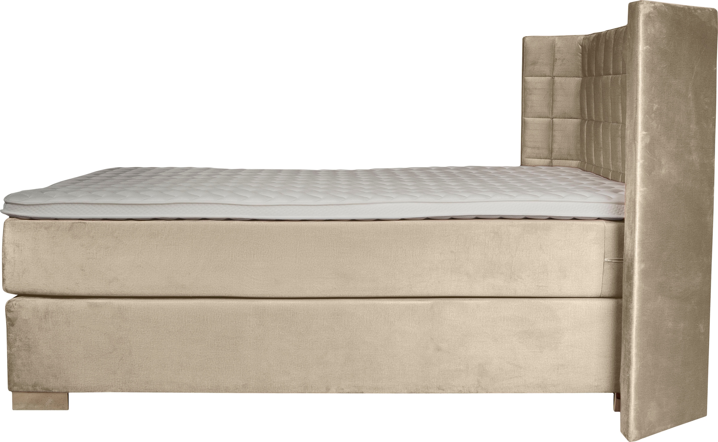 Places of Style Boxspringbett »Piazza«, mit Steppung und Kopfteil mit seitlichen Flügeln