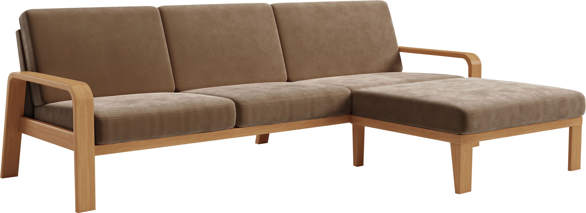 sit&more Ecksofa »Kolding L-Form« Armlehnen aus eichefarbigem Buchenholz, verschiedene Bezüge und Farben