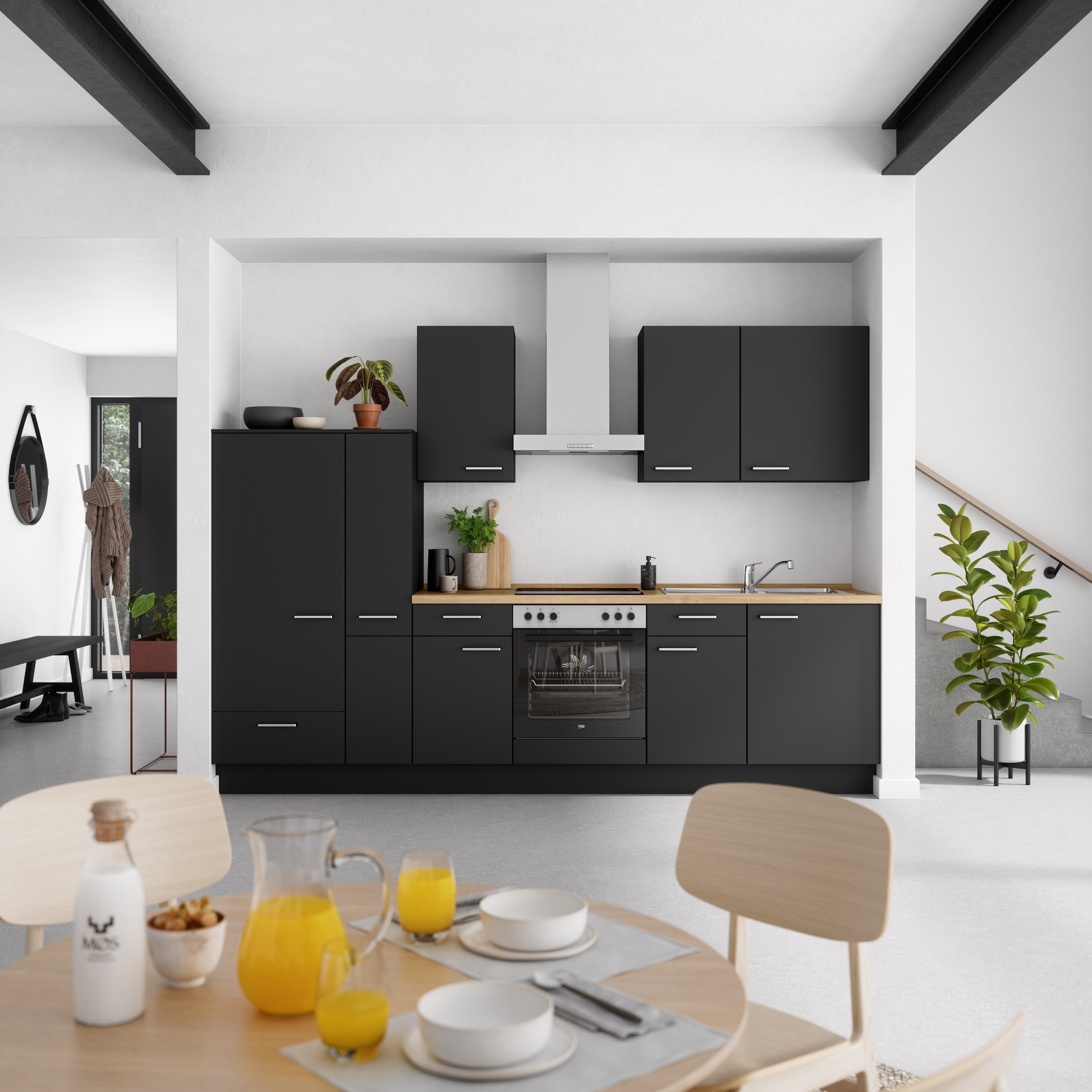 nobilia® Küchenzeile »"Touch I"« vormontiert, Ausrichtung wählbar, Breite 300 cm, wahlw. mit E-Geräten