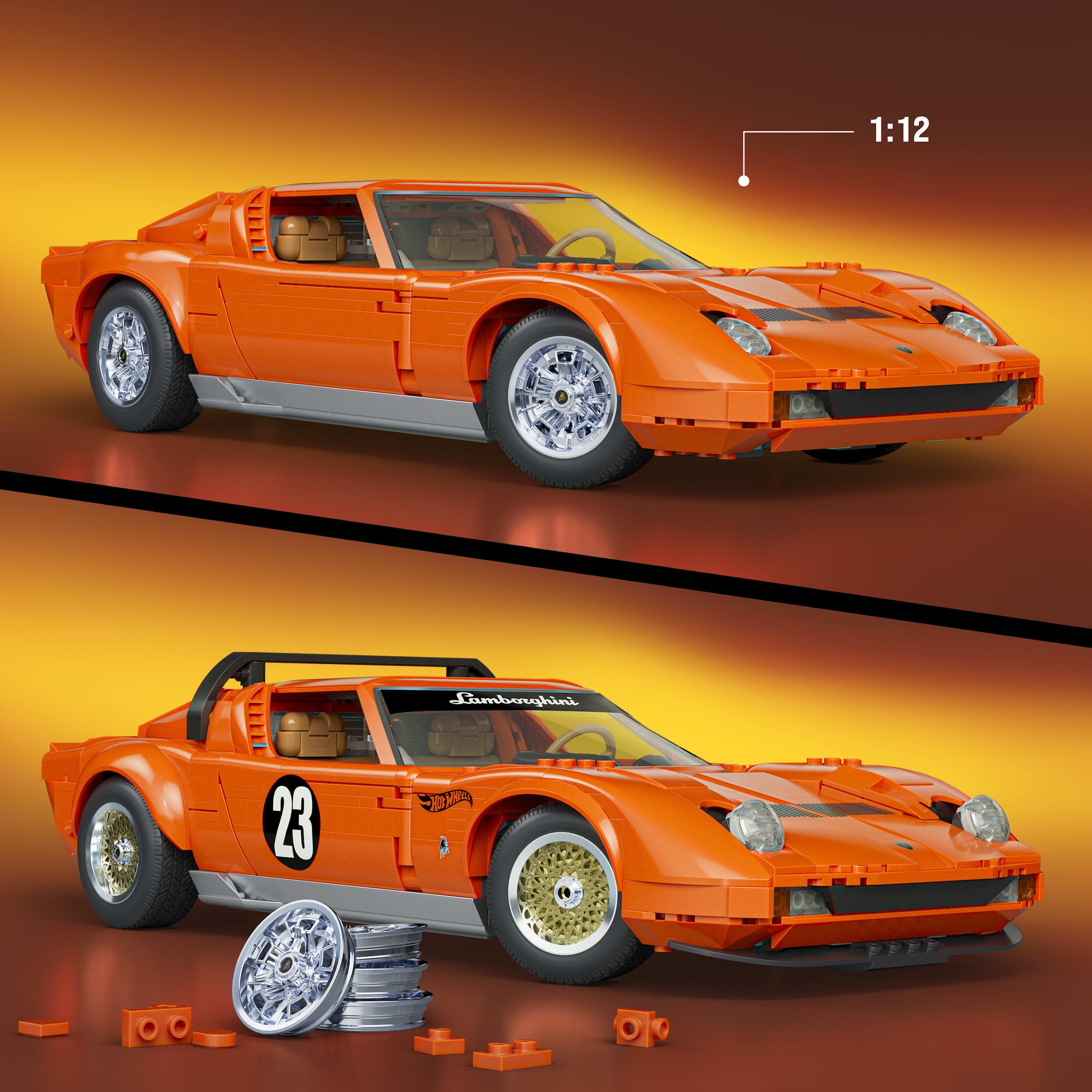 Mattel® Modellbausatz »Mattel Brick Shop Hot Wheels Premium Lambo« 1.523 Stk. tlg. 1:12
