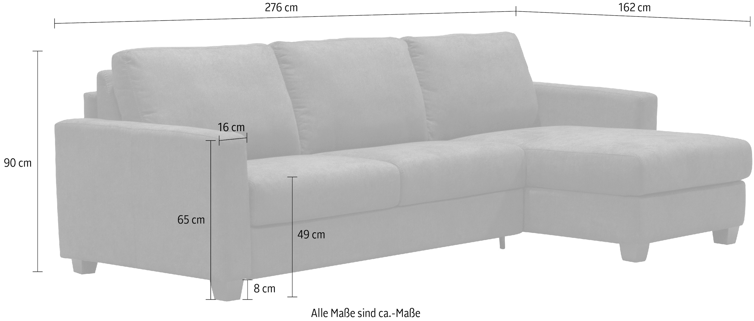 Nias Italia Ecksofa »Avellino«, mit Bettfunktion, Matratze und Metallgestell,  Liegefläche 140/208 cm online kaufen
