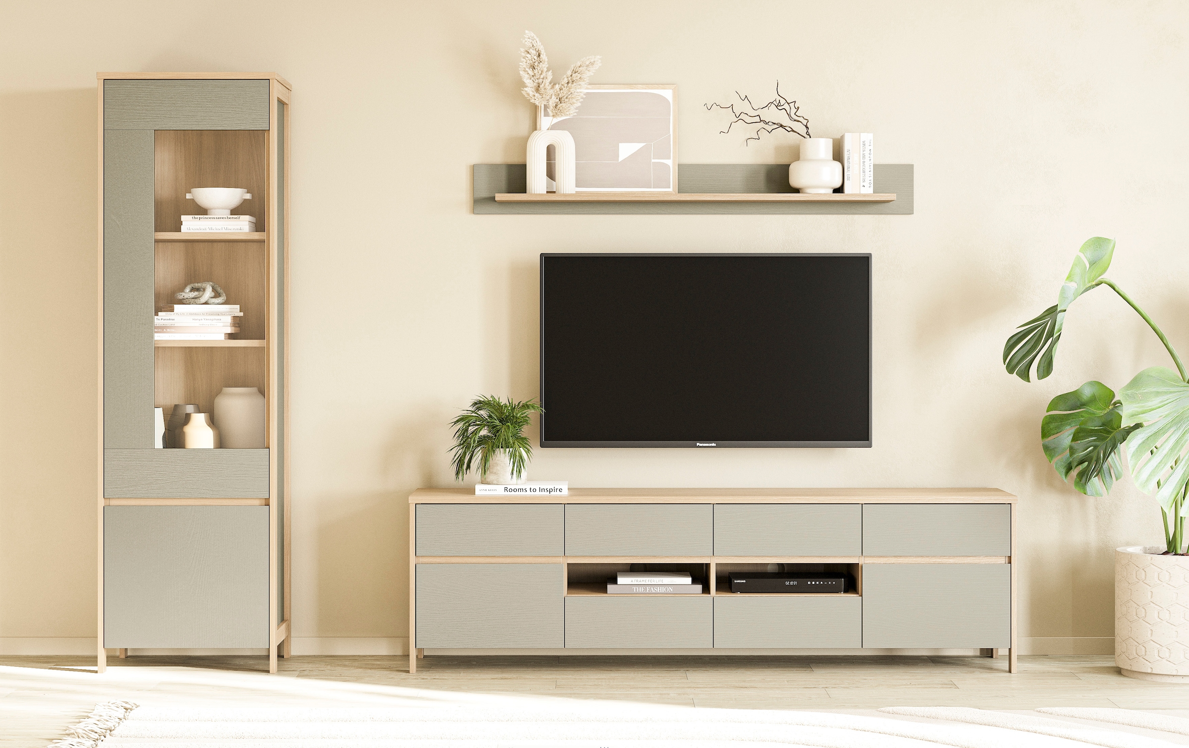 Home affaire Wohnwand »Stranda, moderne Anbauwand, Komplettset im Scandi-St günstig online kaufen