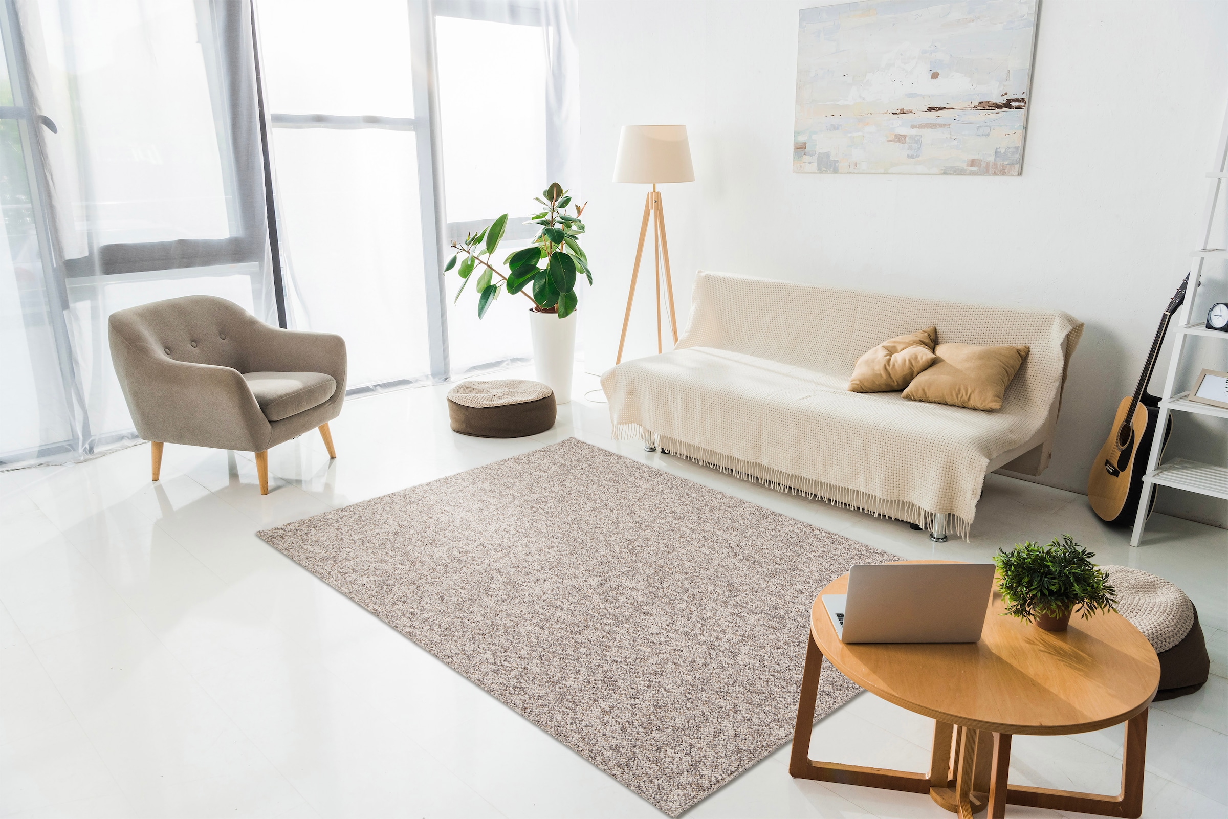 Primaflor-Ideen in Textil Teppich »Teppich LINO, Made in Belgium« rechteckig 10 mm Höhe Wolloptik, grobe Schlinge, meliert, strapazierfähig