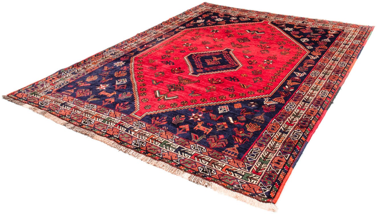 Wollteppich „Shiraz Medaillon Rosso 277 x 210 cm“, rechteckig, Unikat mit Zertifikat Rot 10 mm B/L: 210 cm x 277 cm – 10 mm