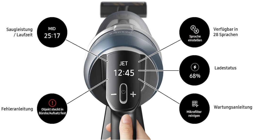 Samsung Akku-Handstaubsauger »VS20B95B73B/WD, BESPOKE Jet Plus Akku+ Wet & Clean,«, 580 W, beutellos, 2x Akkus