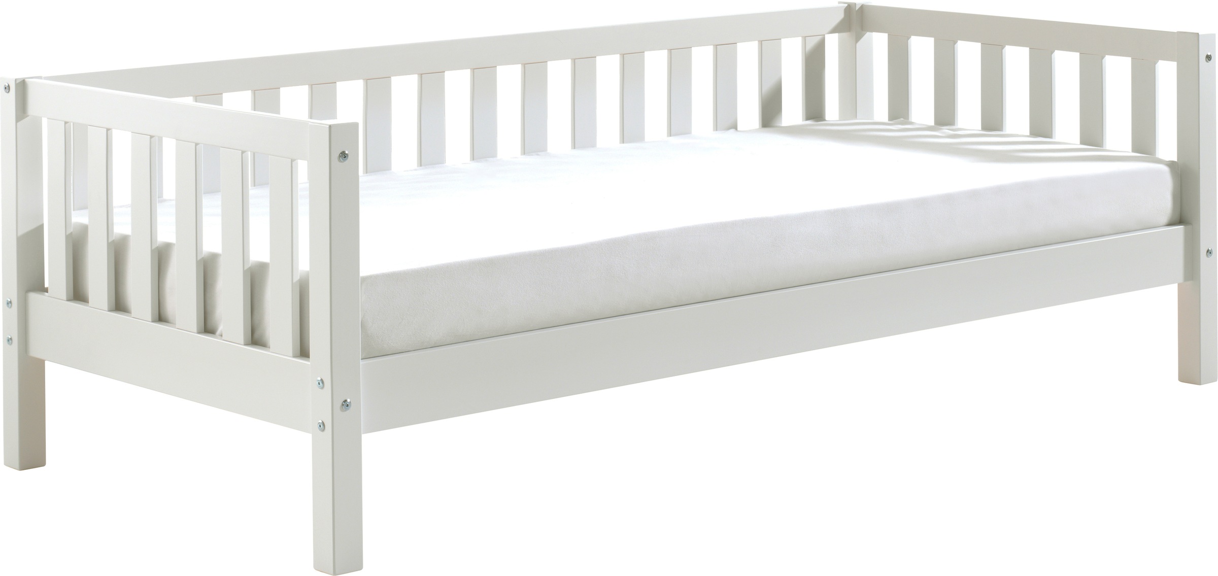 Vipack Einzelbett, (Made in Europe), Sprossenumrandung, Liegefläche 90x200 cm, in Milky Pine oder Weiß
