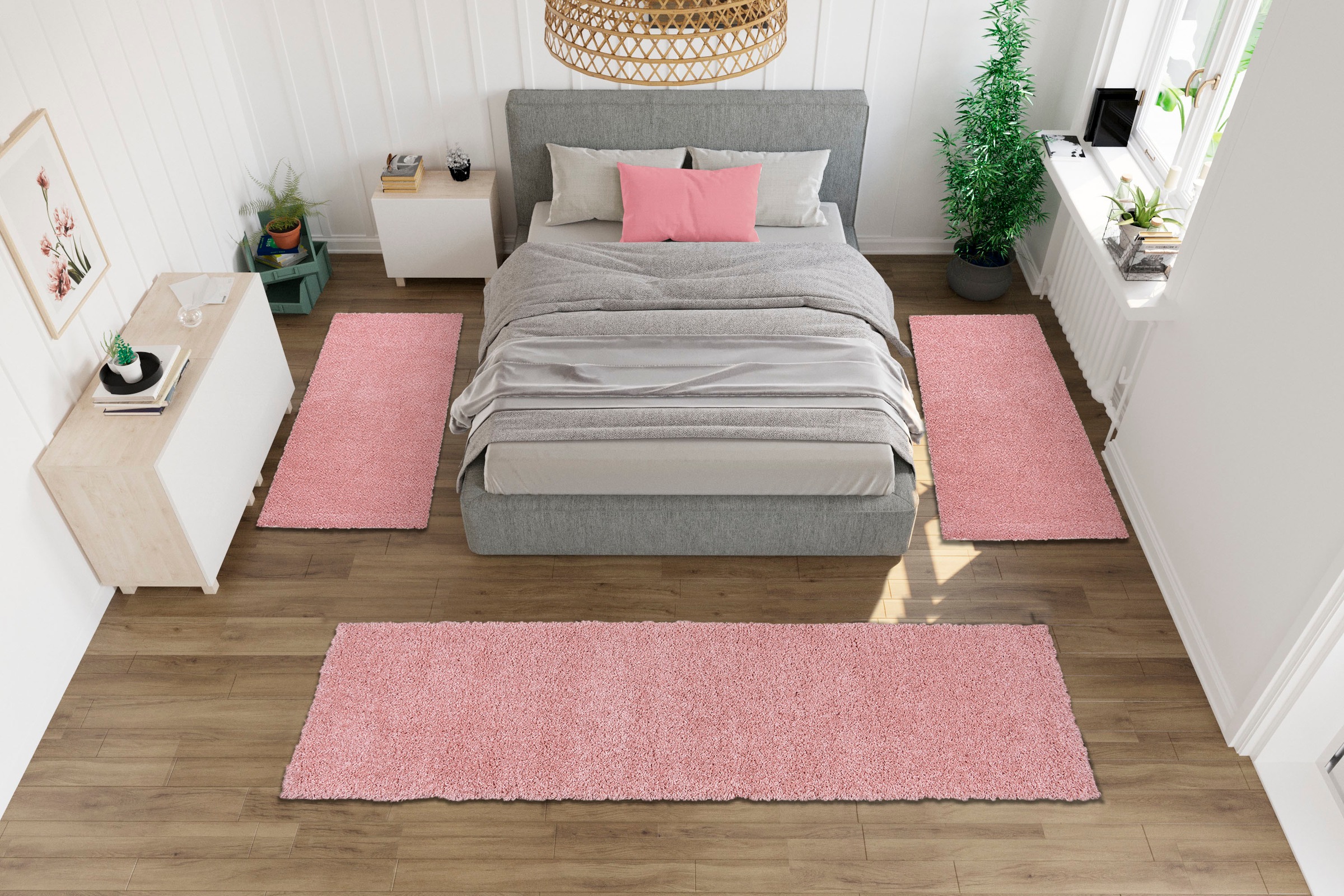 my home Bettumrandung »Shaggy 30«, (3 tlg.), gewebt, 2- oder 3-teilig, Bett günstig online kaufen