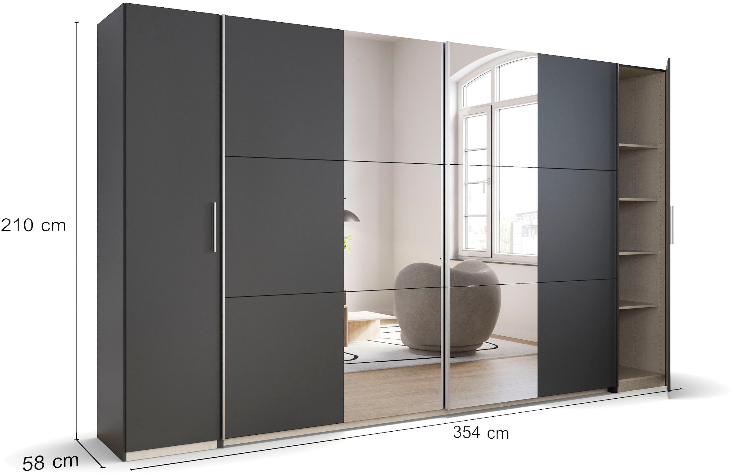 rauch Schwebetürenschrank »Kleiderschrank Drehtürenschrank Schrank Garderobe KRONACH TOPSELLER«, mit Dreh- und Schwebetüren und Spiegel, viele Böden MADE IN GERMANY