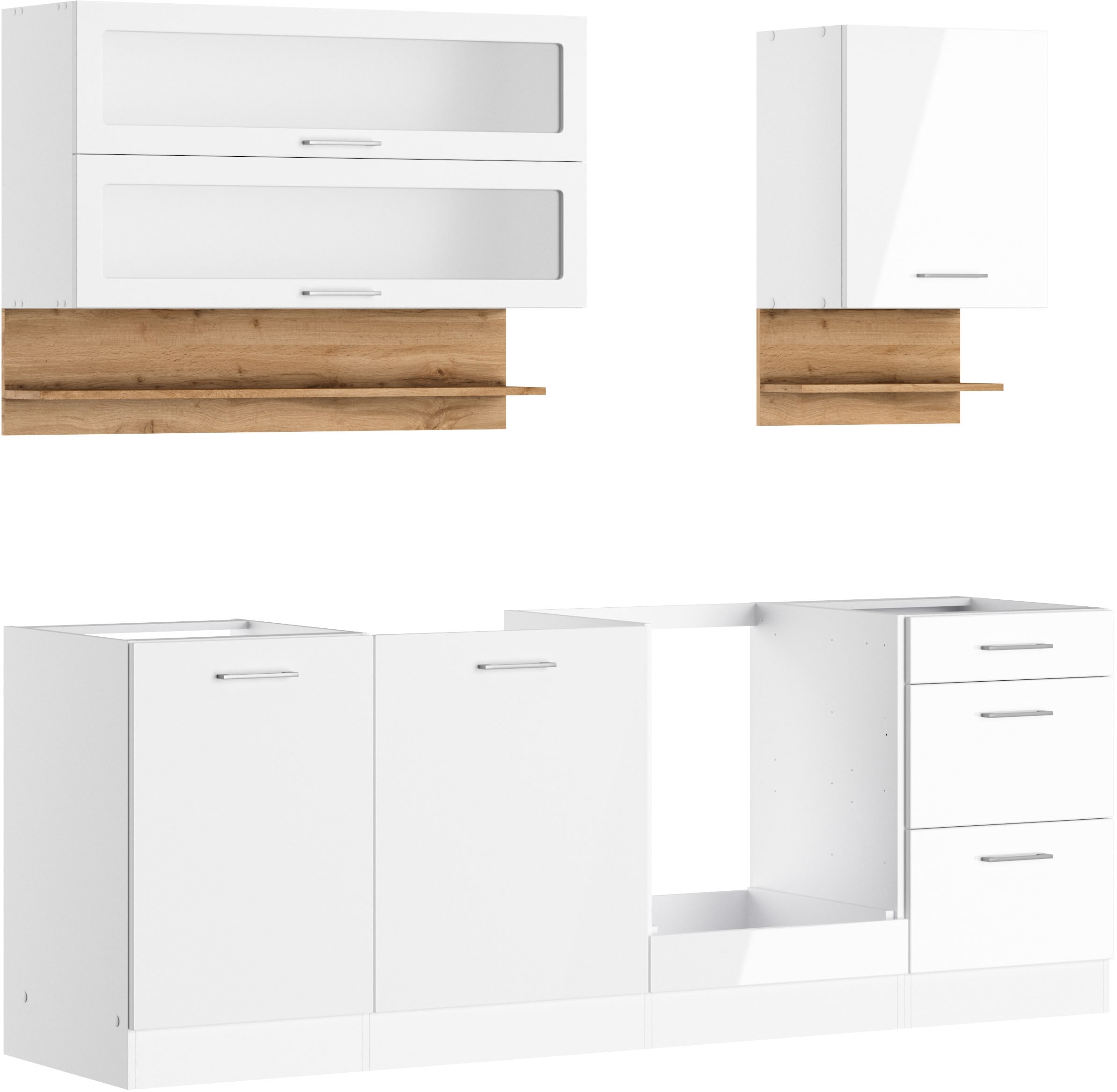 KOCHSTATION Küchenzeile »KS-Milan« 220 cm breit, robuste Metallauszüge, vie günstig online kaufen