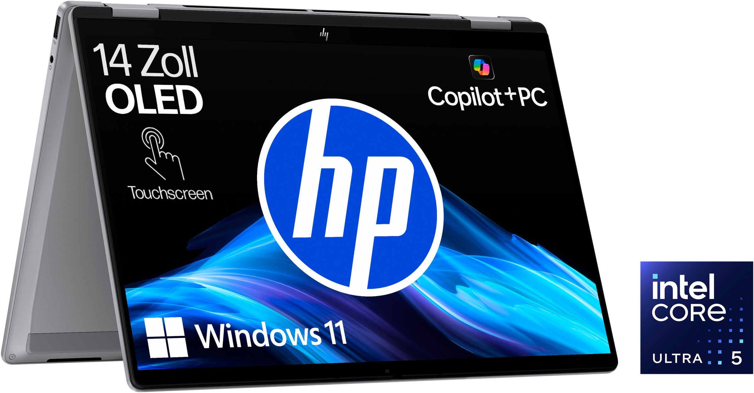 HP Convertible Notebook »OmniBook X Flip 14-fm0272ng« 35, 6 cm / 14 ′′ Intel Core Ultra 5 ARC 130V 512 GB SSD Meteor Silver