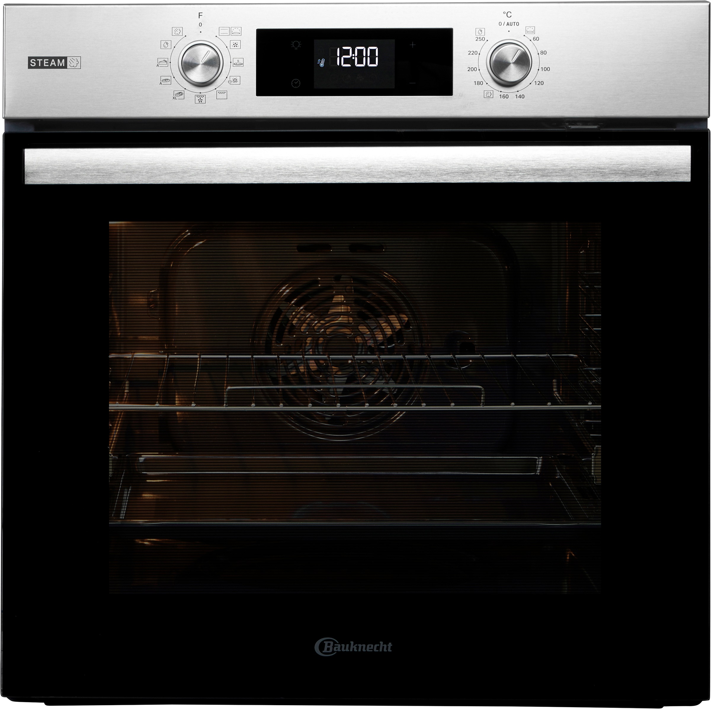 BAUKNECHT Einbaubackofen  »BBA2S85HU1«, mit 1-fach-Teleskopauszug, Gentle Steam