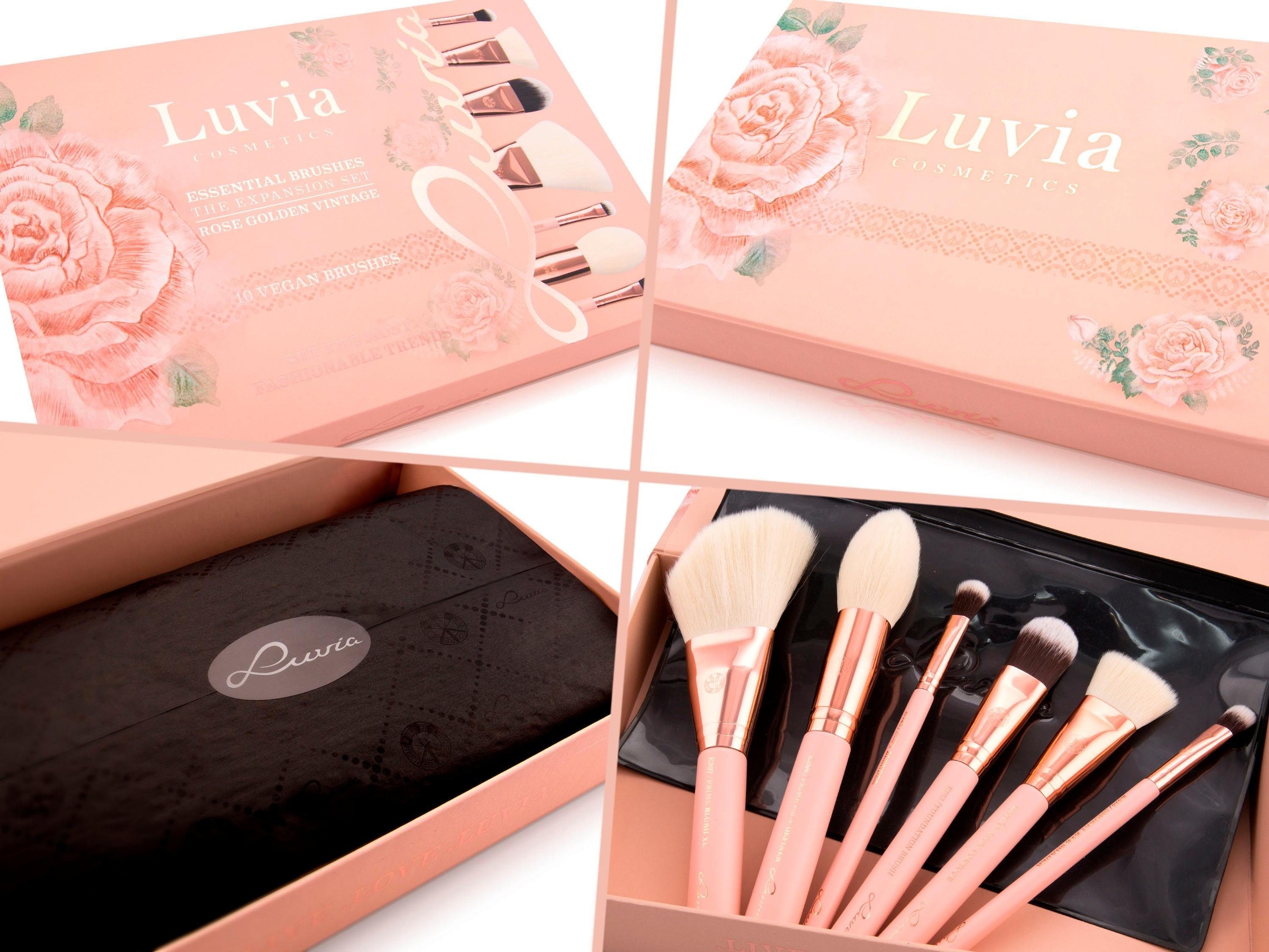 Kosmetikpinsel-Set Rose Luvia - Set Expansion (10 tlg.) - Brushes Golden Vintage«, »Essential Cosmetics