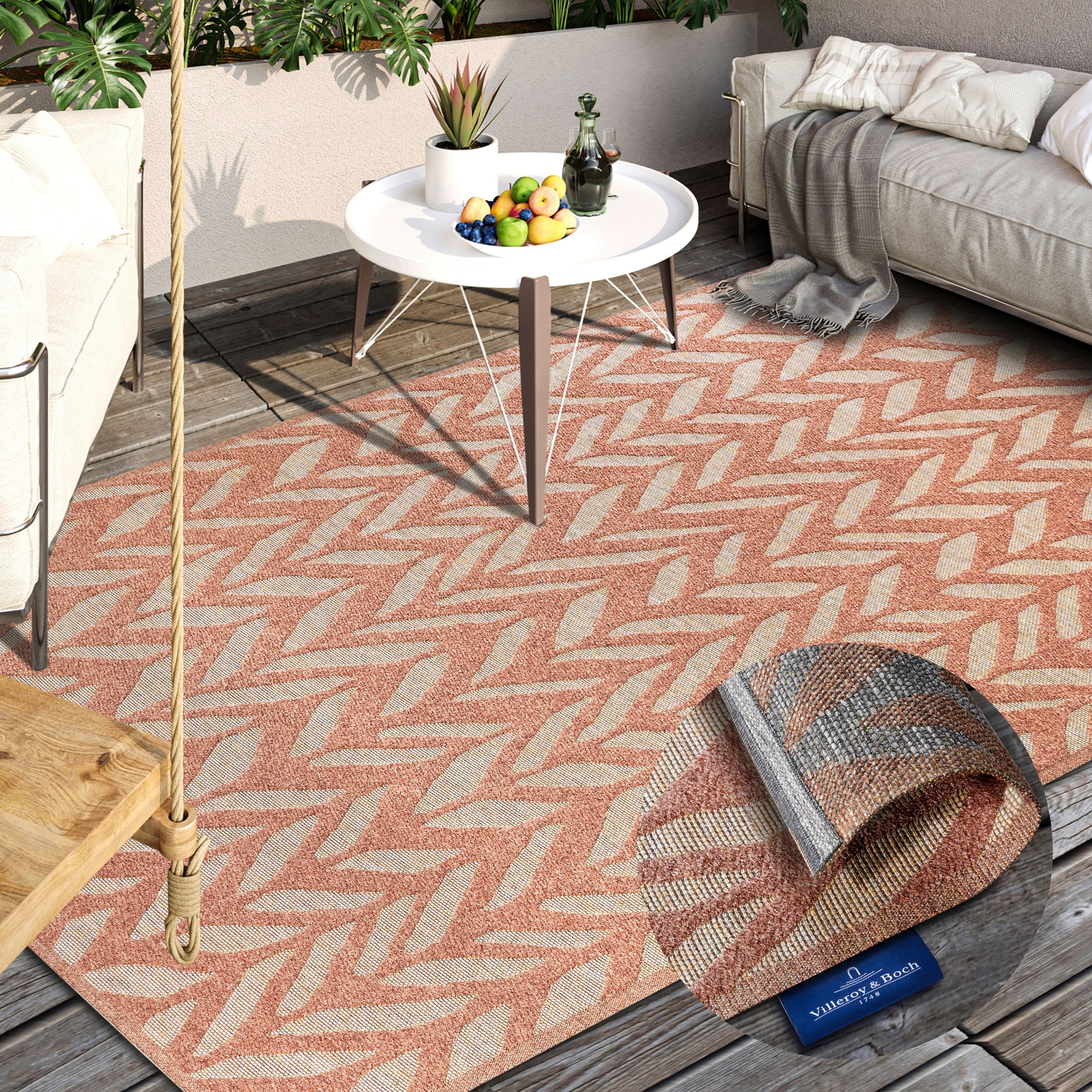 Villeroy & Boch Outdoorteppich »Georgette«, rechteckig, 4 mm Höhe, In-& Outdoor, Flachgewebe, wetterfest, Terrasse, Balkon, modern, Trend