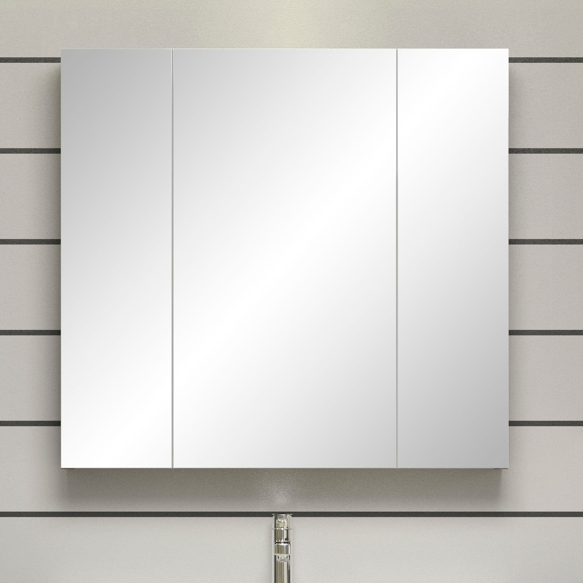 welltime Spiegelschrank »Ravenna«, Badezimmerschrank mit 3 Spiegelflächen - Maße (B/T/H) 80/16/75 cm
