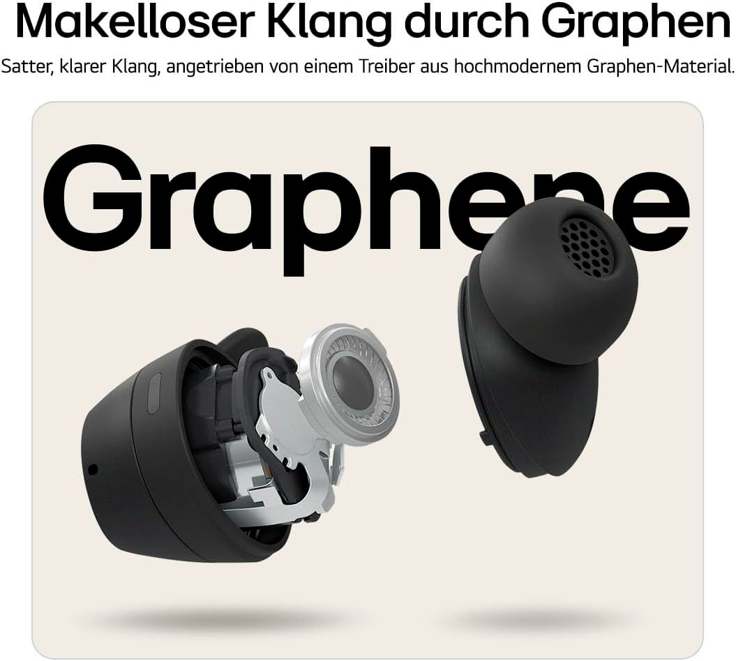 LG Bluetooth-Kopfhörer »xboom Buds Lite«, Bluetooth, Active Noise Cancelling (ANC)-Freisprechfunktion-LED Ladestandsanzeige-Multi-Point-Verbindung-Rauschunterdrückung-Sprachsteuerung-kompatibel mit Siri