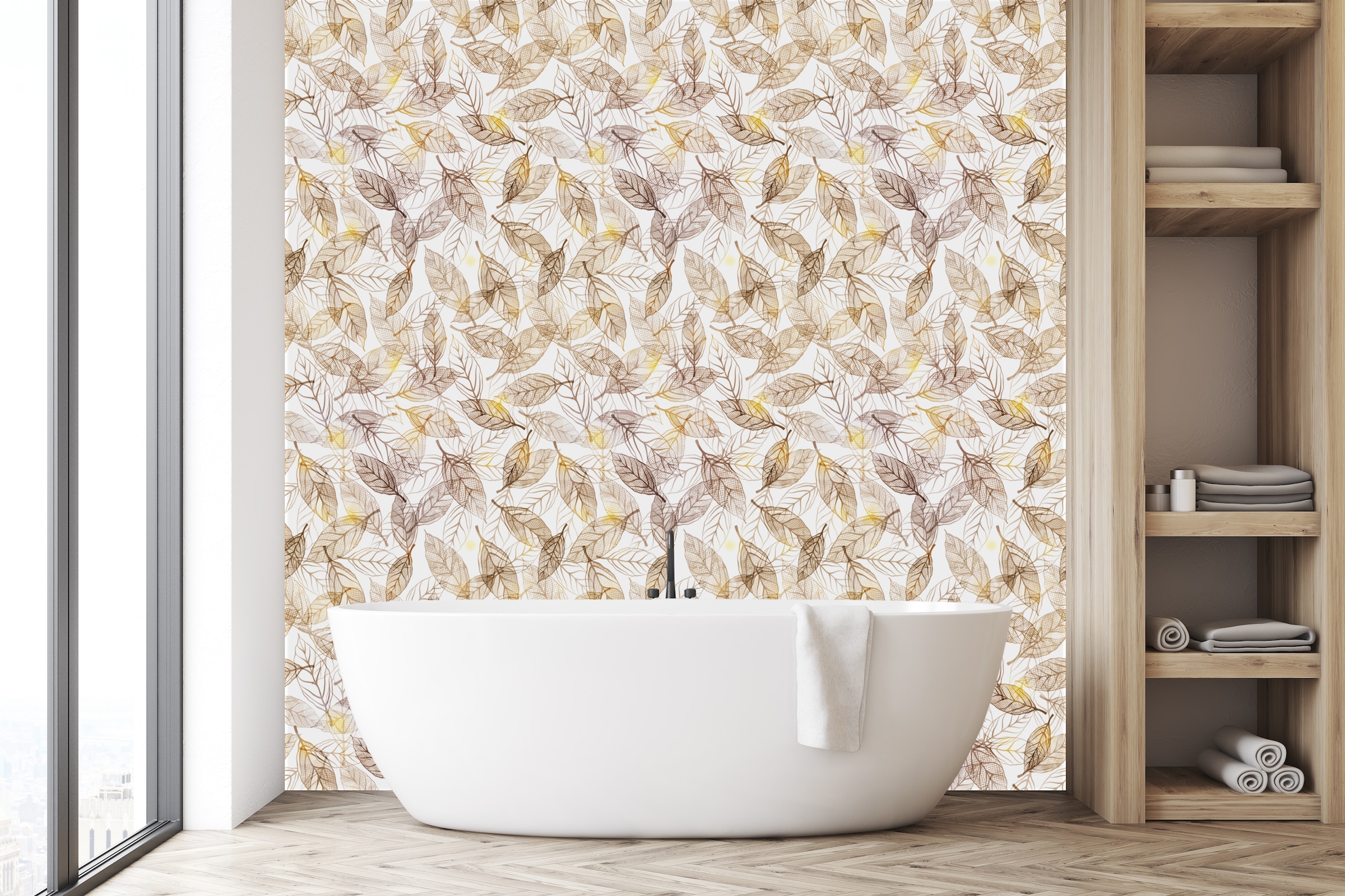 queence Vinyltapete »Blätter braun«, natürlich, 90x250cm, selbstklebend, kinderleichte Anbringung, Sticker