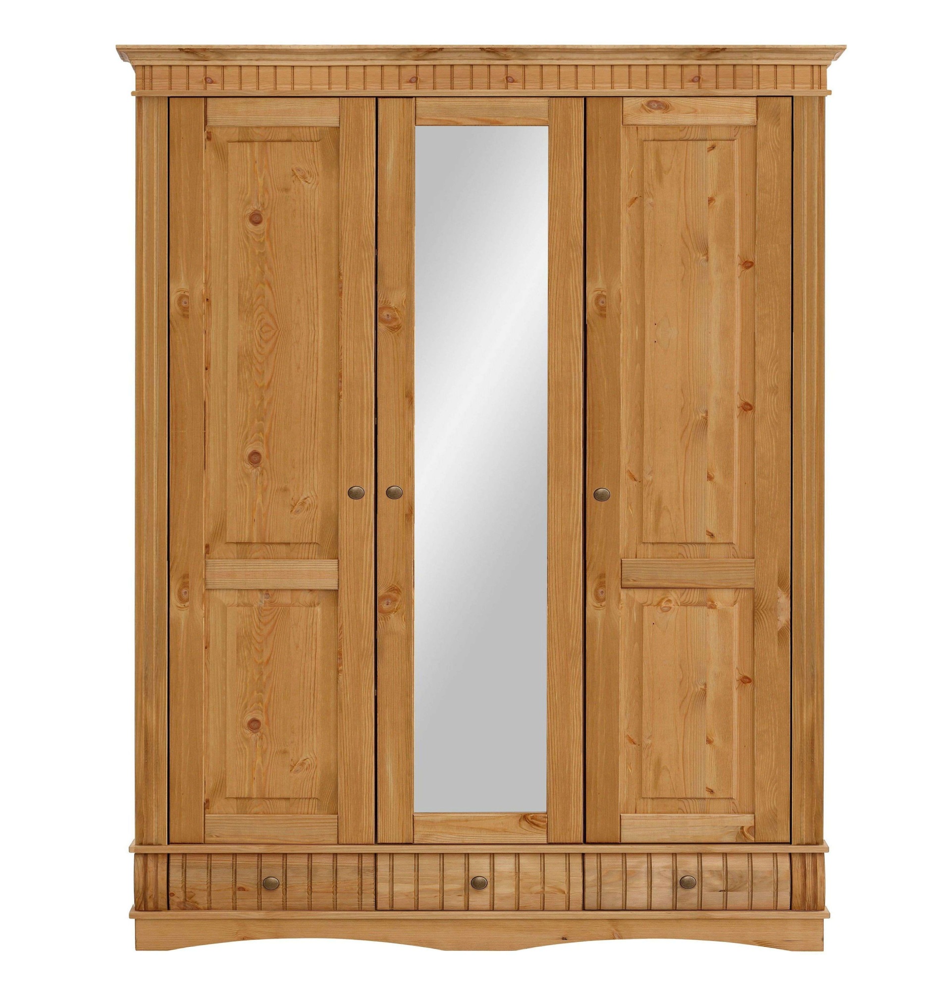 OTTO home Kleiderschrank »Teresa« 3 Türen, aus massiver Kiefer, Breite 152 cm, mit Spiegel, FSC®