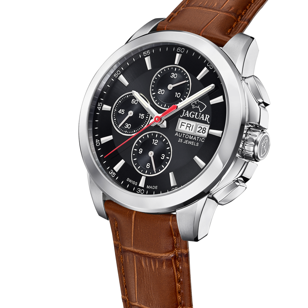 Jaguar Automatikuhr »Automatik« Armbanduhr, Herrenuhr, Swiss Made, Mechanische Uhr, Lederarmband