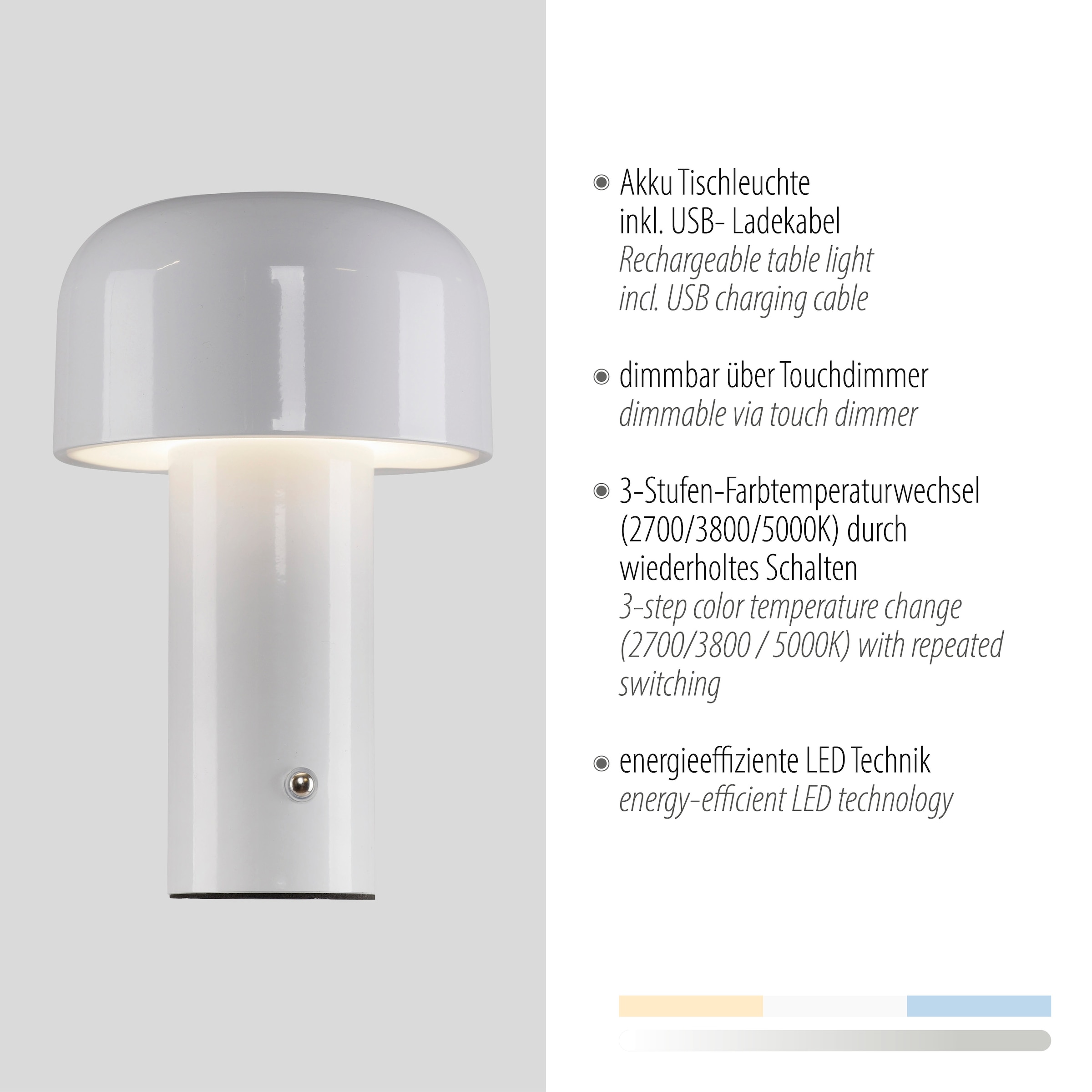 JUST LIGHT Tischleuchte »AGNES«, 1 flammig, Leuchtmittel LED-Modul | LED fest integriert, Akkuleuchte