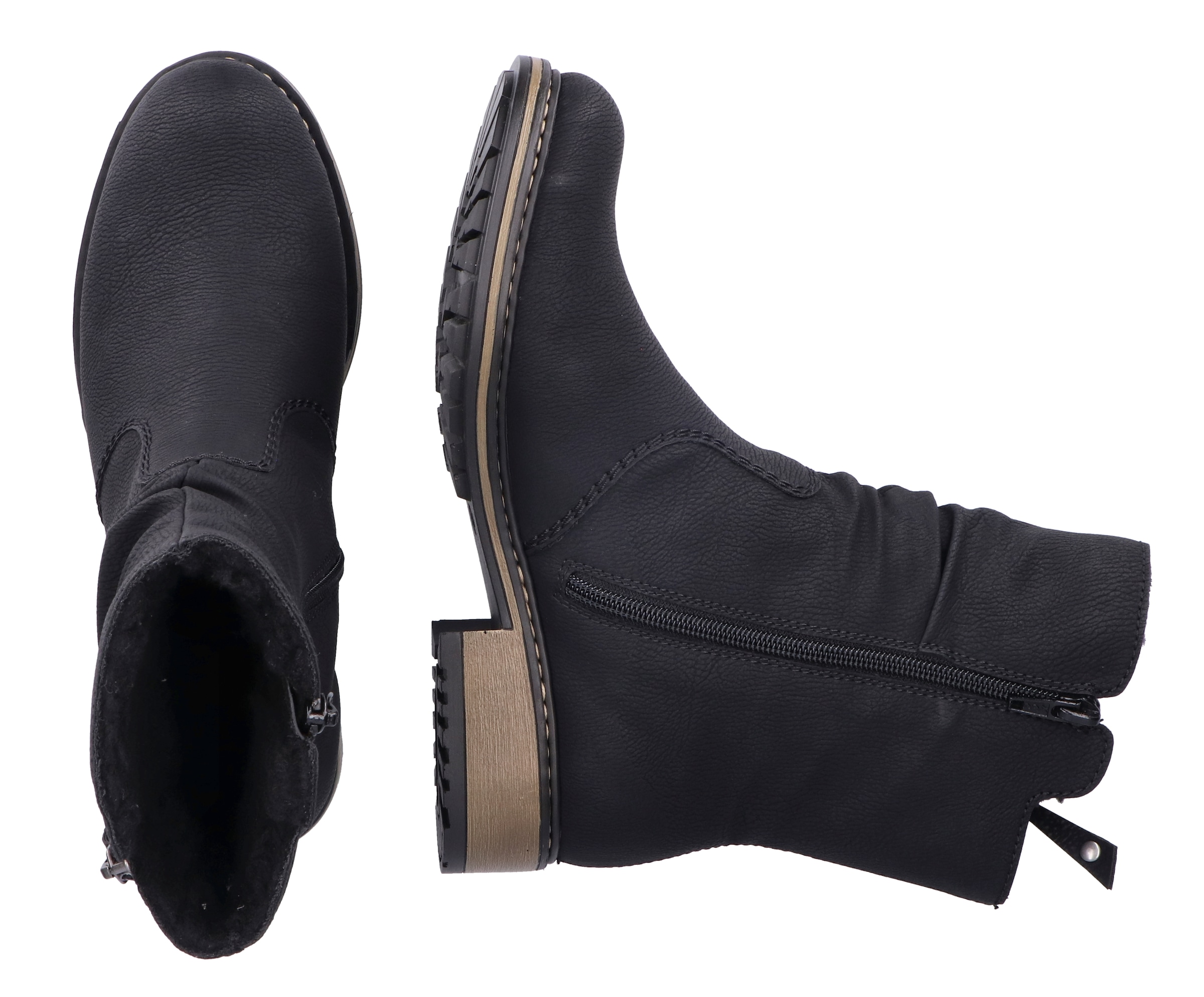 Rieker Winterstiefelette, Winterboots, slouchy Schaft, Blockabsatz in schmaler Form