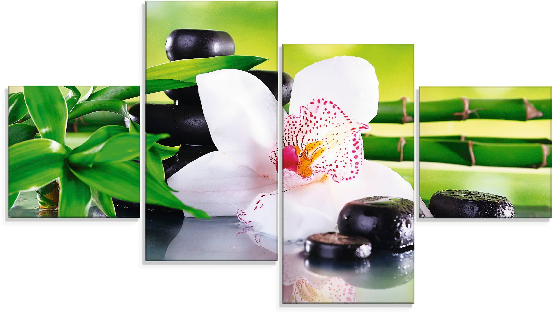 Artland Glasbild »Spa Steine Bambus Zweige Orchidee«, Zen, (4 St.), in verschiedenen Größen