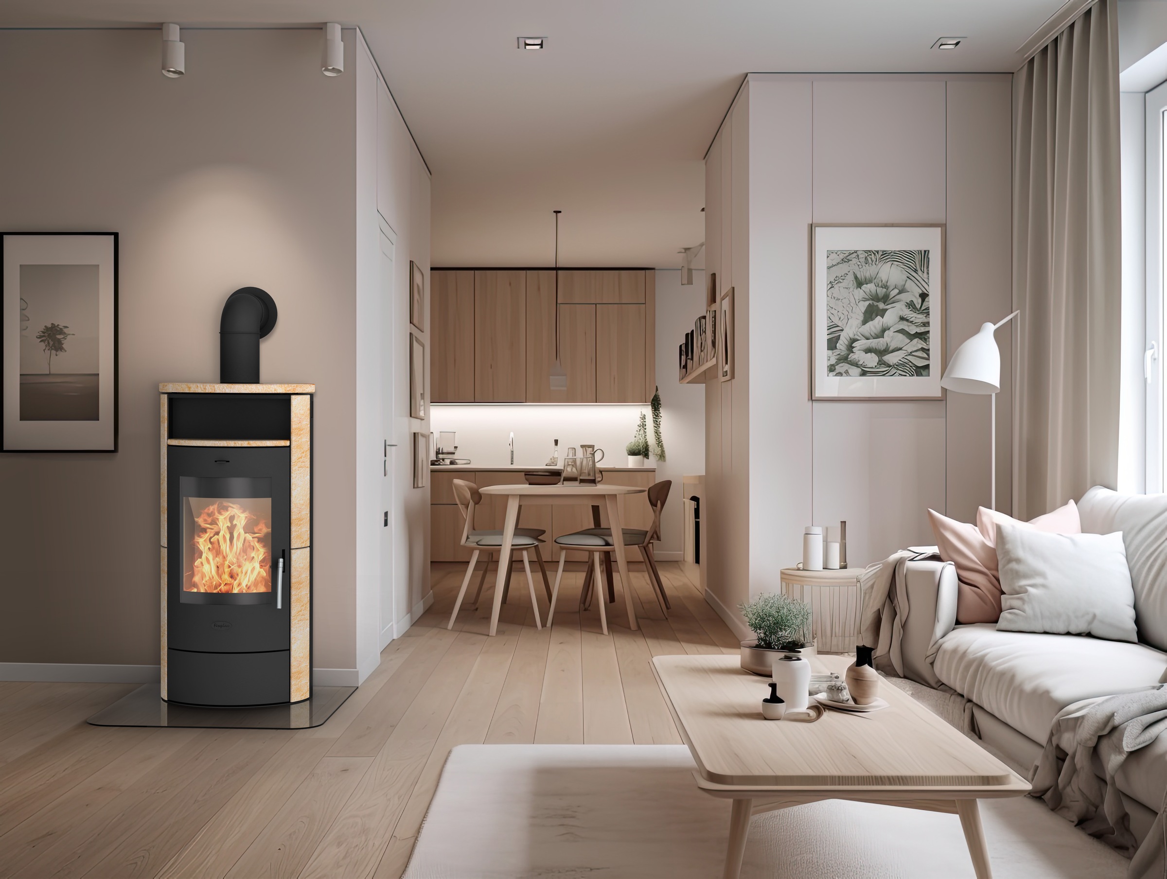 Fireplace Kaminofen »Heathus Piacenza Sandstein«, Warmhaltefach