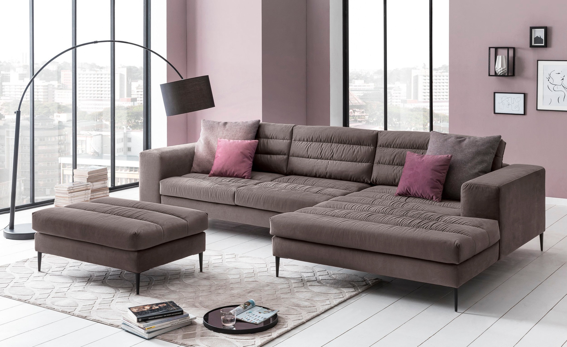 Ecksofa und aus mit Füße hohem bestellen extra breiter auf TRENDMANUFAKTUR Recamiere Rechnung »Arabella«, Sitzkomfort, Metall