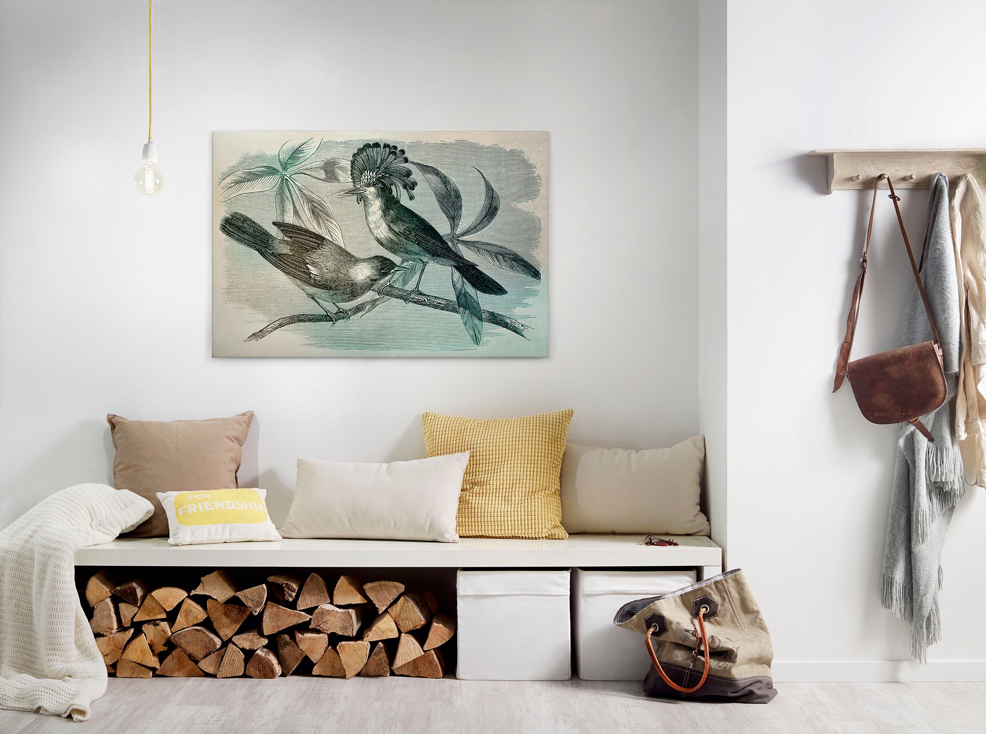 Bricoflor Wandbild Mit Vogel Gezeichnet Vintage Leinwand Bild Mit Vogel Und günstig online kaufen