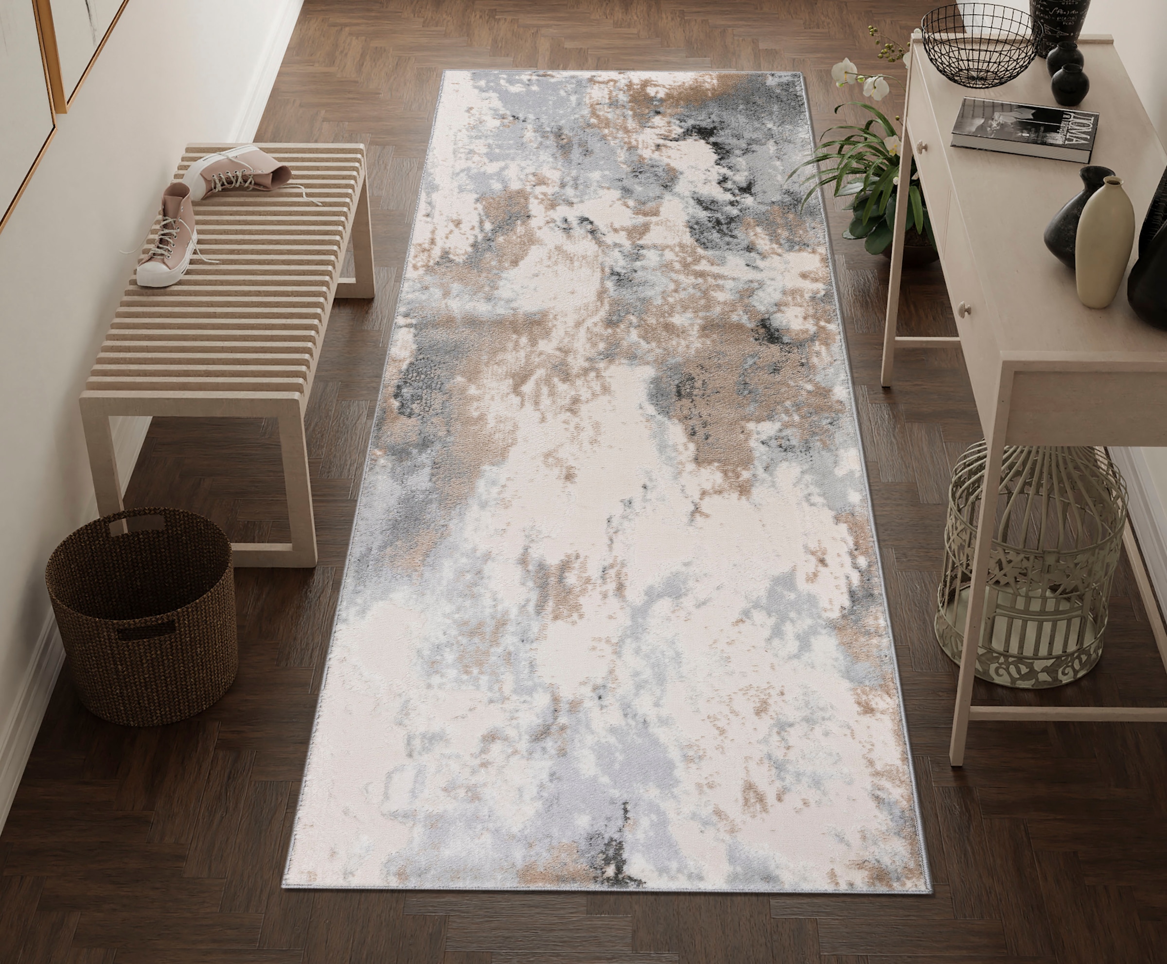 my home Läufer »Hamar«, rechteckig, 8 mm Höhe, weiche Haptik, Marmor-Optik, modernes Design, Wohnzimmer