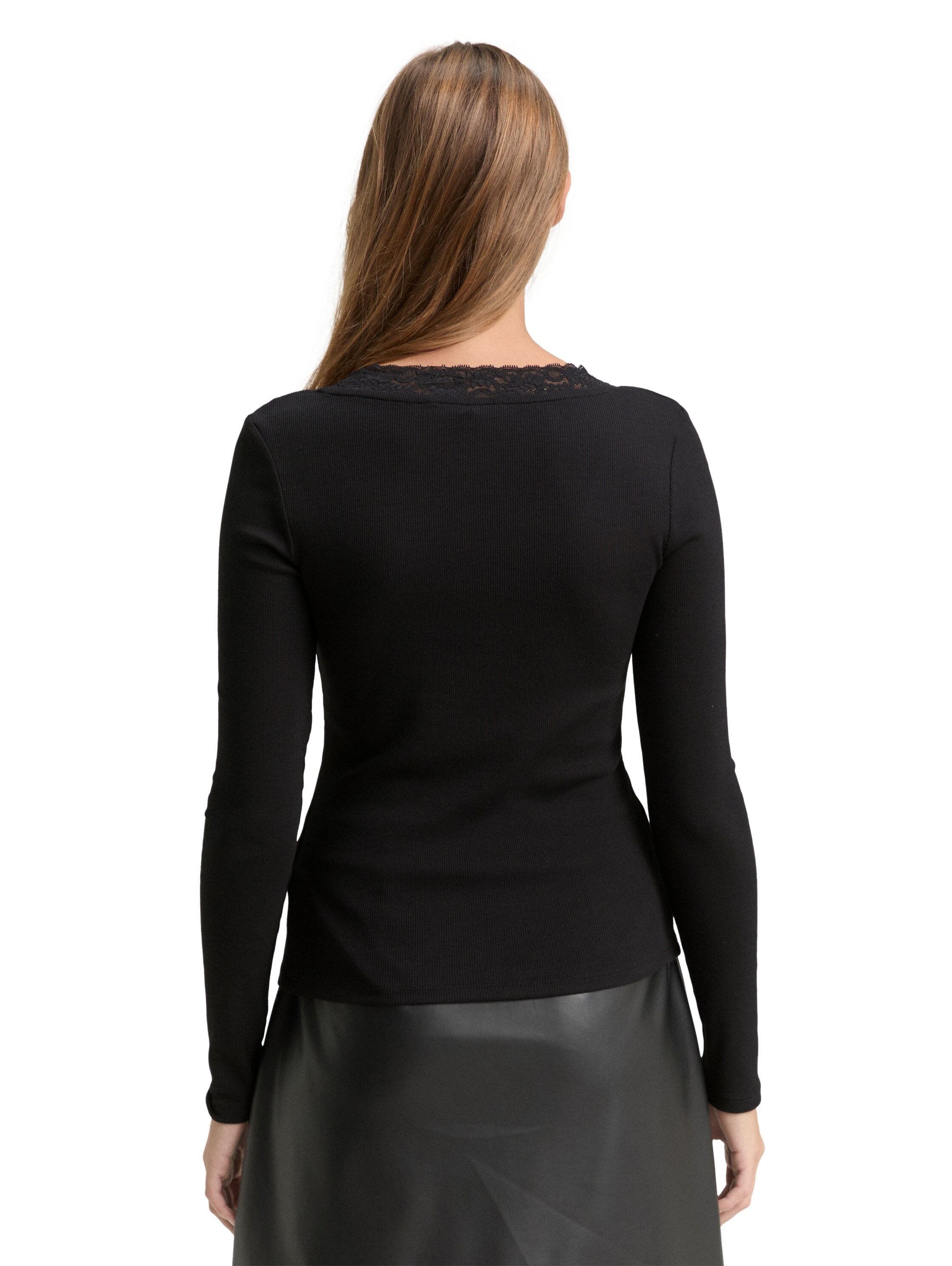 TOM TAILOR Denim Langarmshirt mit Spitzen-Detail