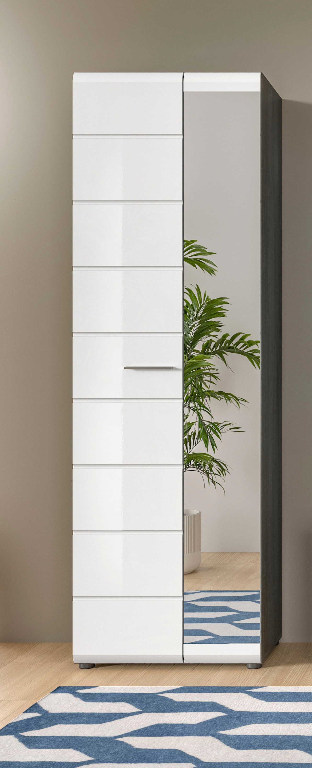 INOSIGN Garderobenschrank Rumba, Höhe 192 cm, 1 Hochglanz Tür, 1 Spiegeltür günstig online kaufen